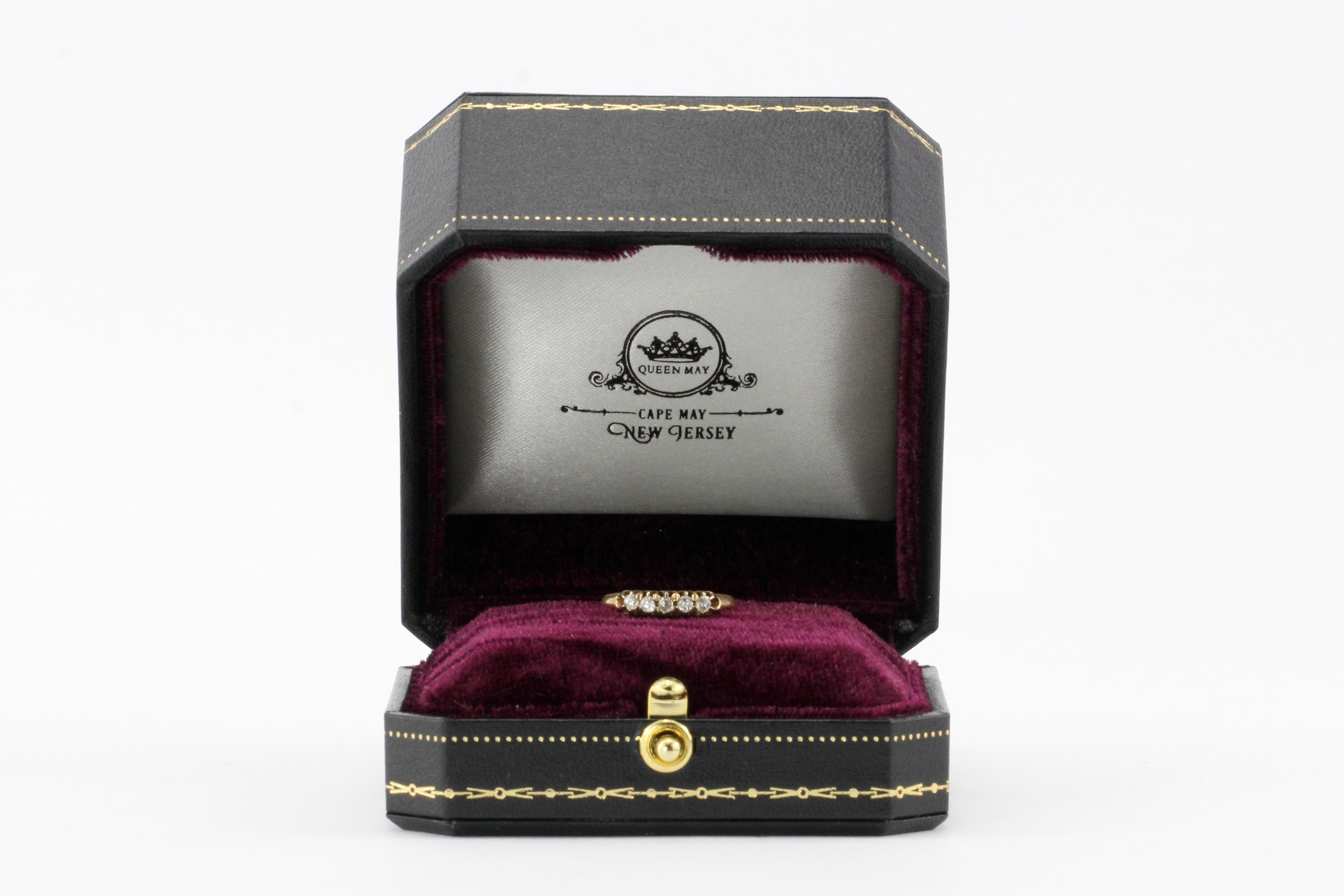 Victorian 14K Yellow Gold Old Mine Cut Diamond Band - Queen May