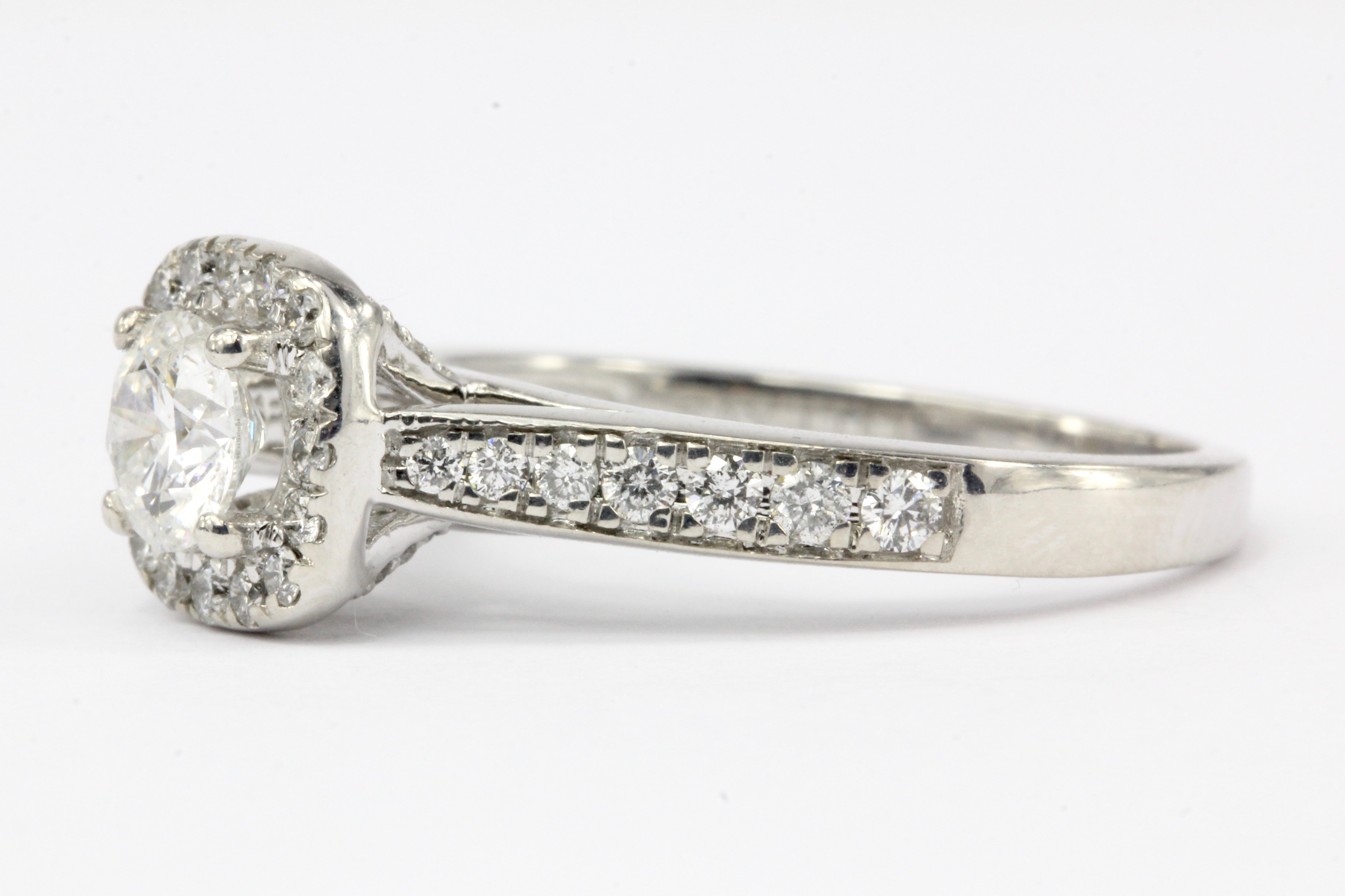 14K White Gold .52 CT Diamond Halo Engagement Ring Size 7 - Queen May