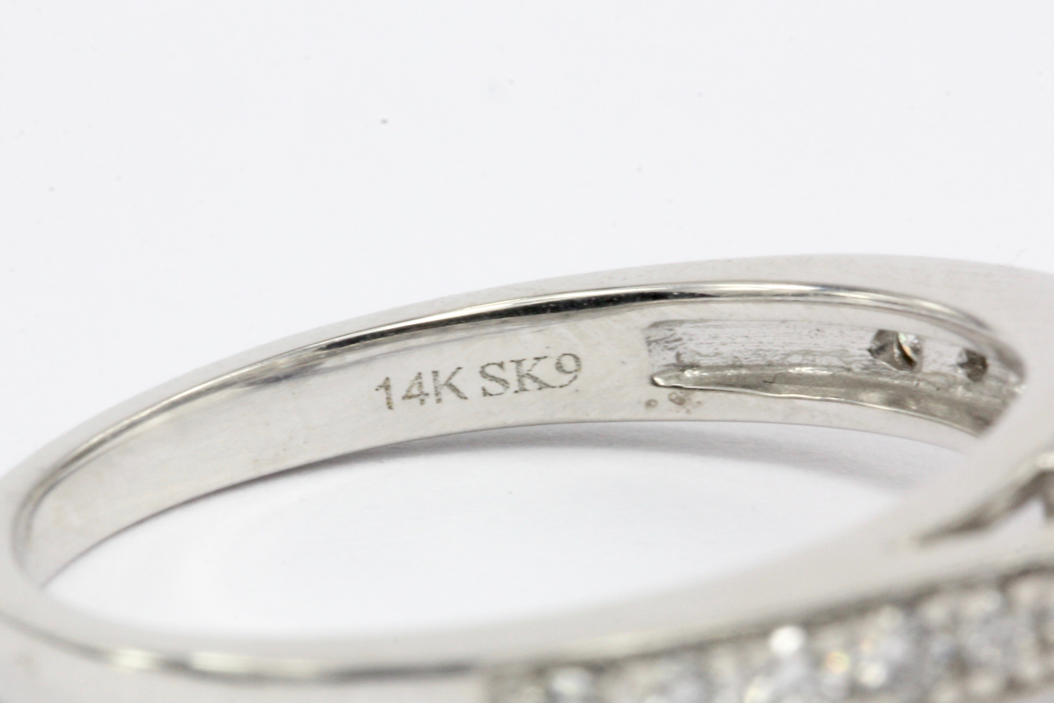 14K White Gold .52 CT Diamond Halo Engagement Ring Size 7 - Queen May