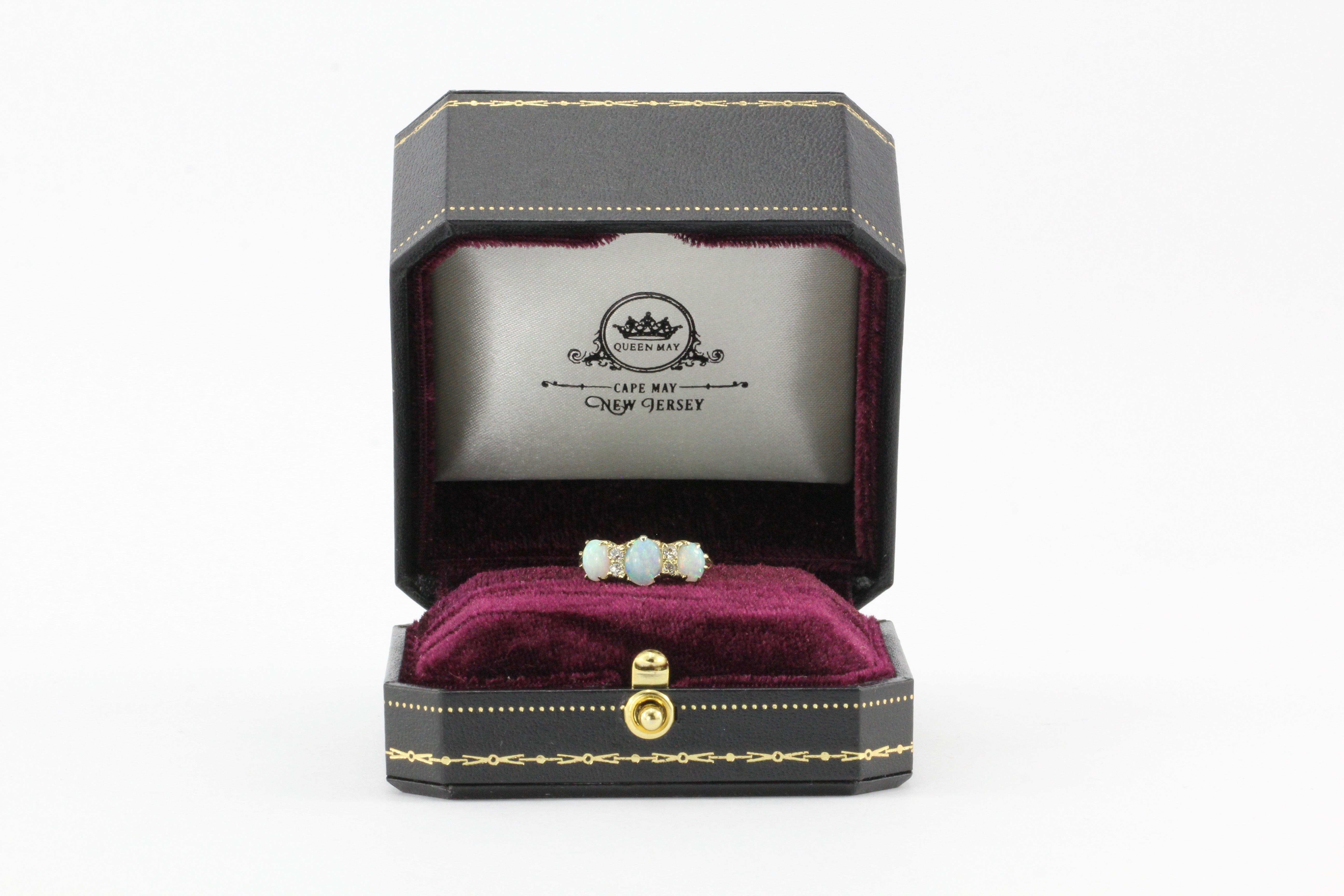 Victorian 18k Yellow Gold Opal And Diamond Ring - Queen May