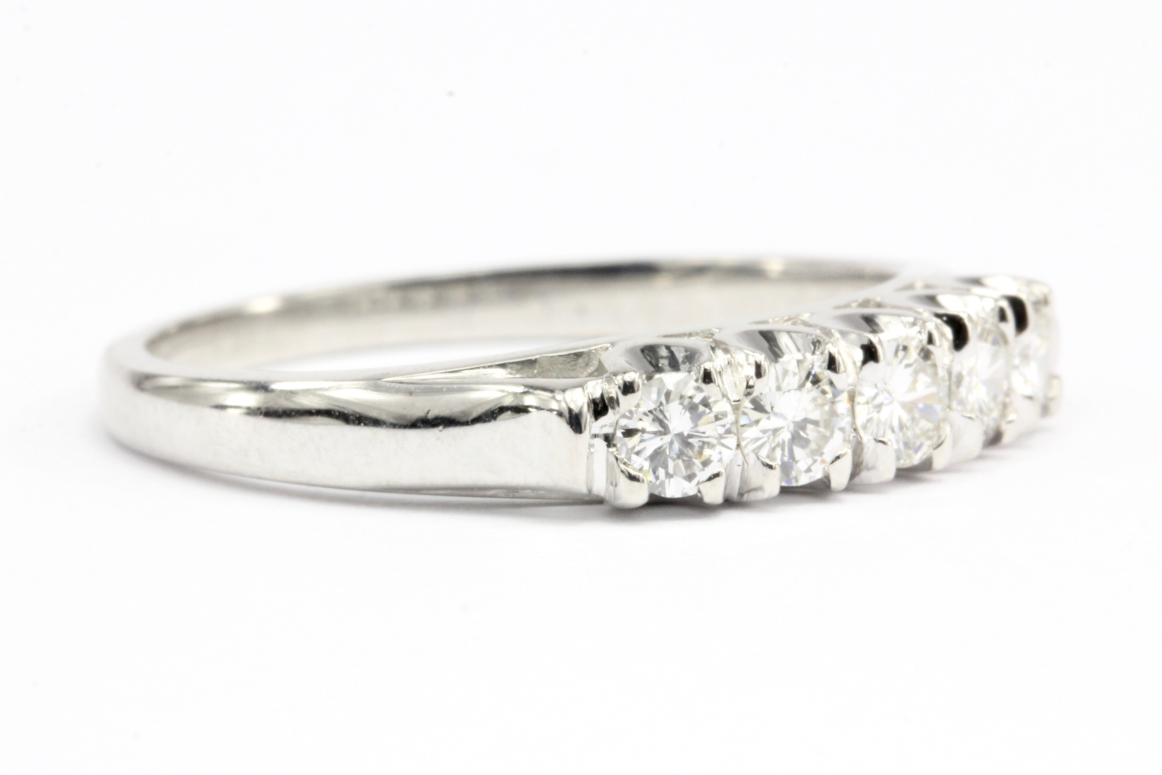 14K White Gold .35 CTW Diamond Half Eternity Band Size 6.25 - Queen May