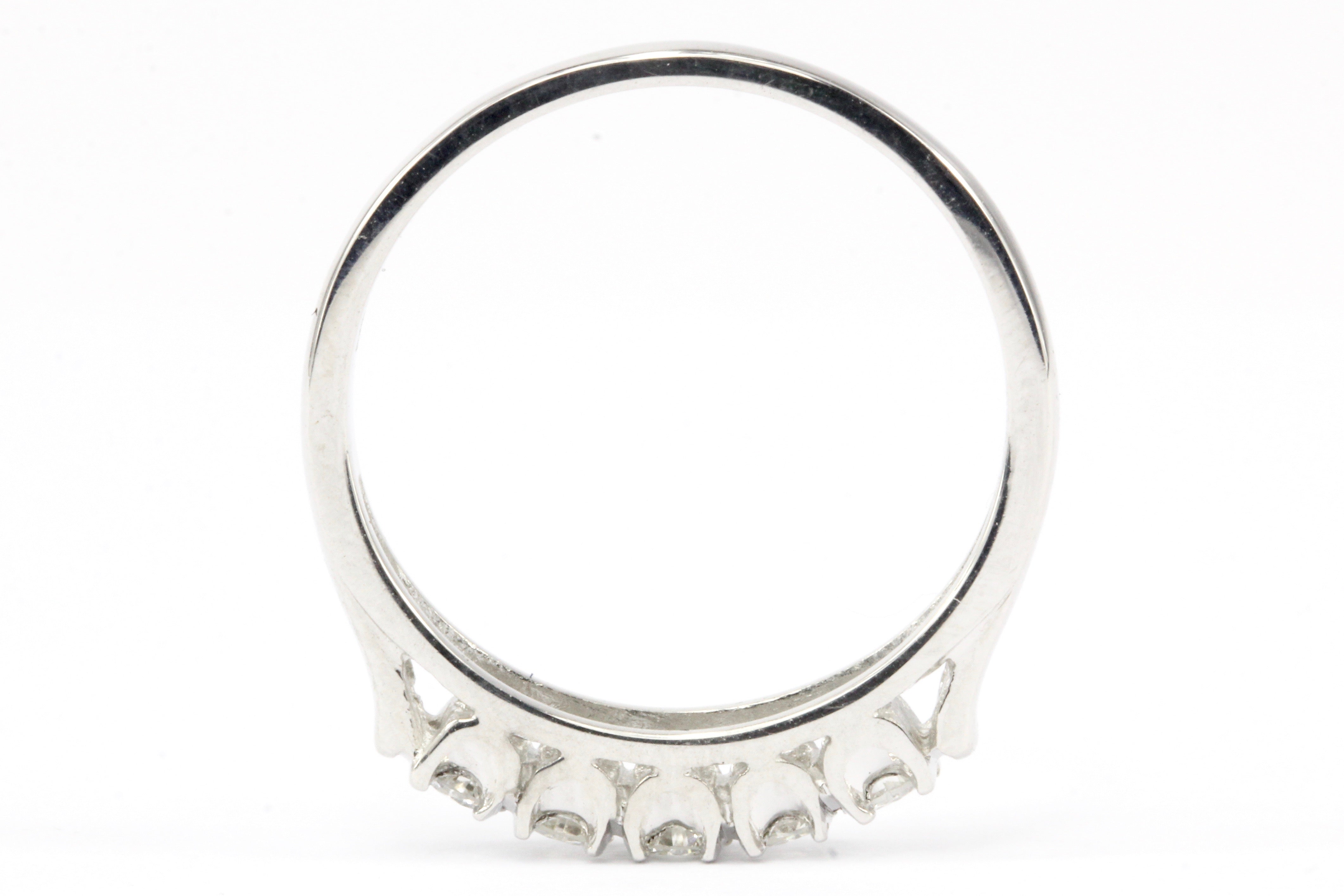 14K White Gold .35 CTW Diamond Half Eternity Band Size 6.25 - Queen May