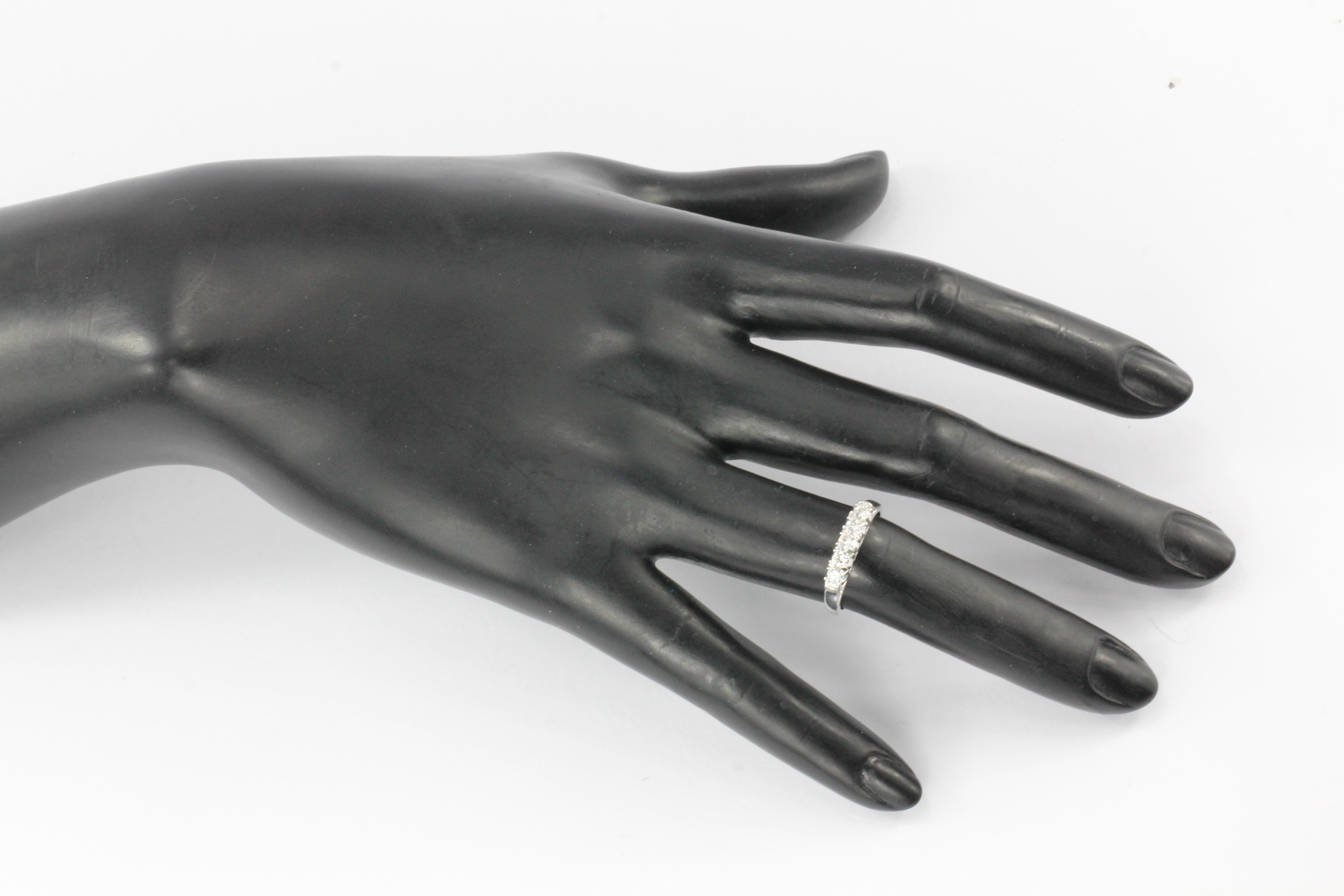 14K White Gold .35 CTW Diamond Half Eternity Band Size 6.25 - Queen May