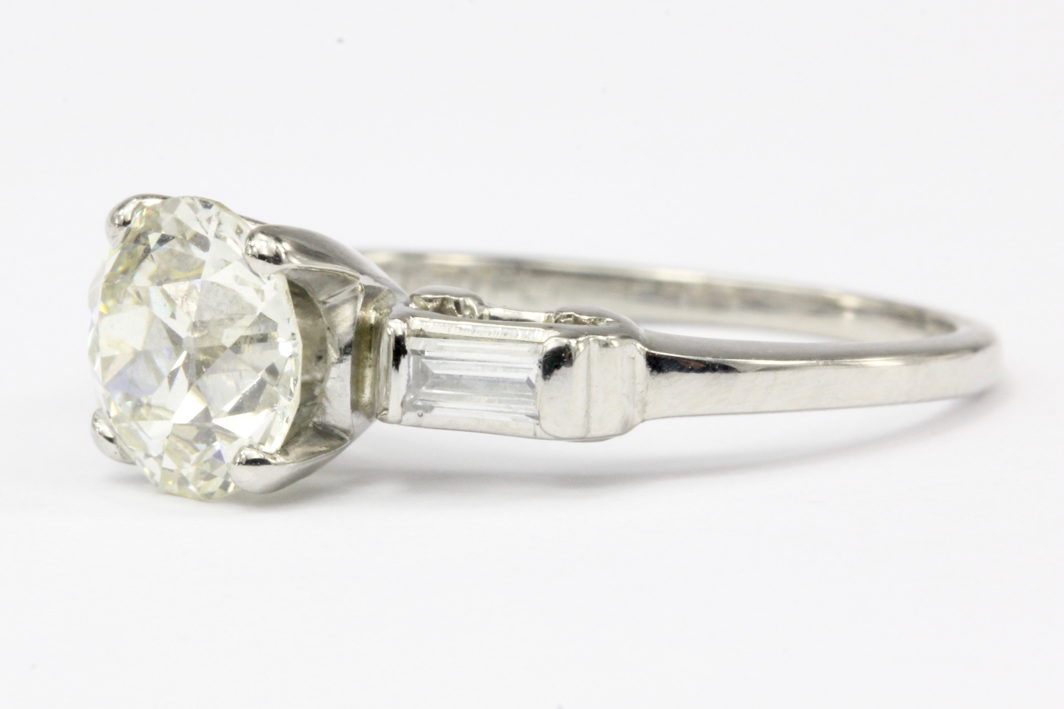 Art Deco Platinum 1.27 CT Old European Cut Diamond Engagement Ring Size 5 - Queen May