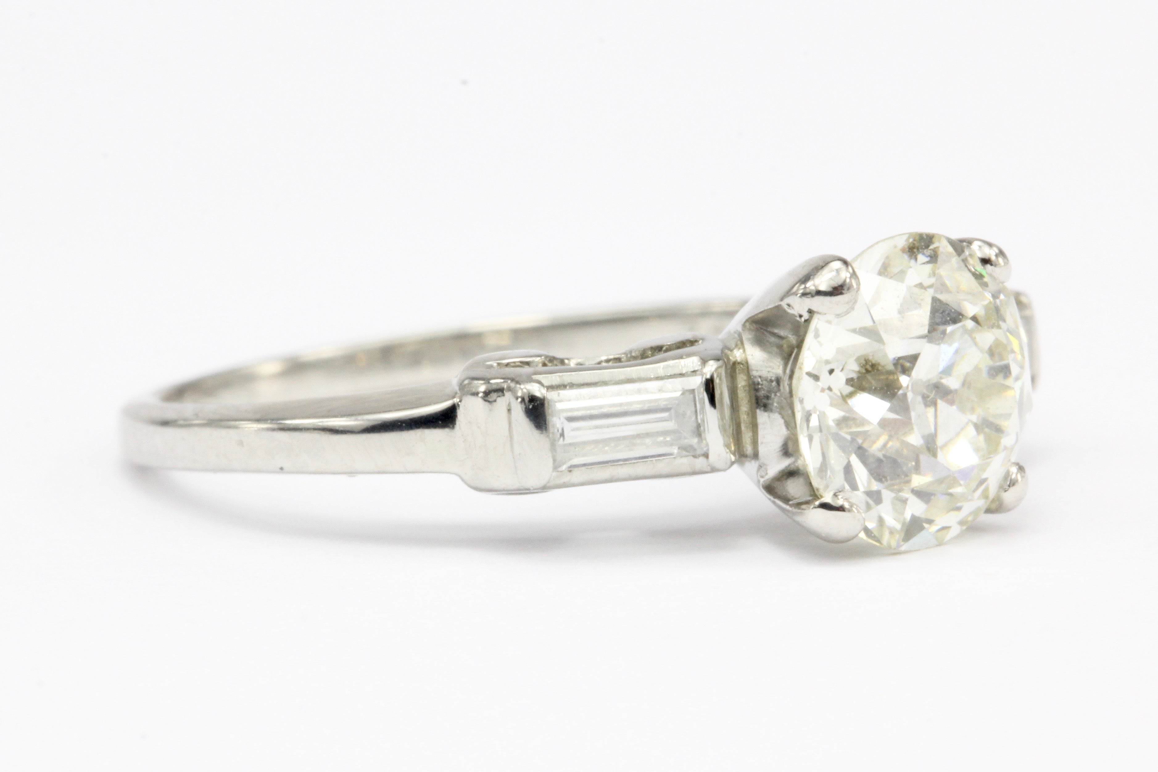 Art Deco Platinum 1.27 CT Old European Cut Diamond Engagement Ring Size 5 - Queen May