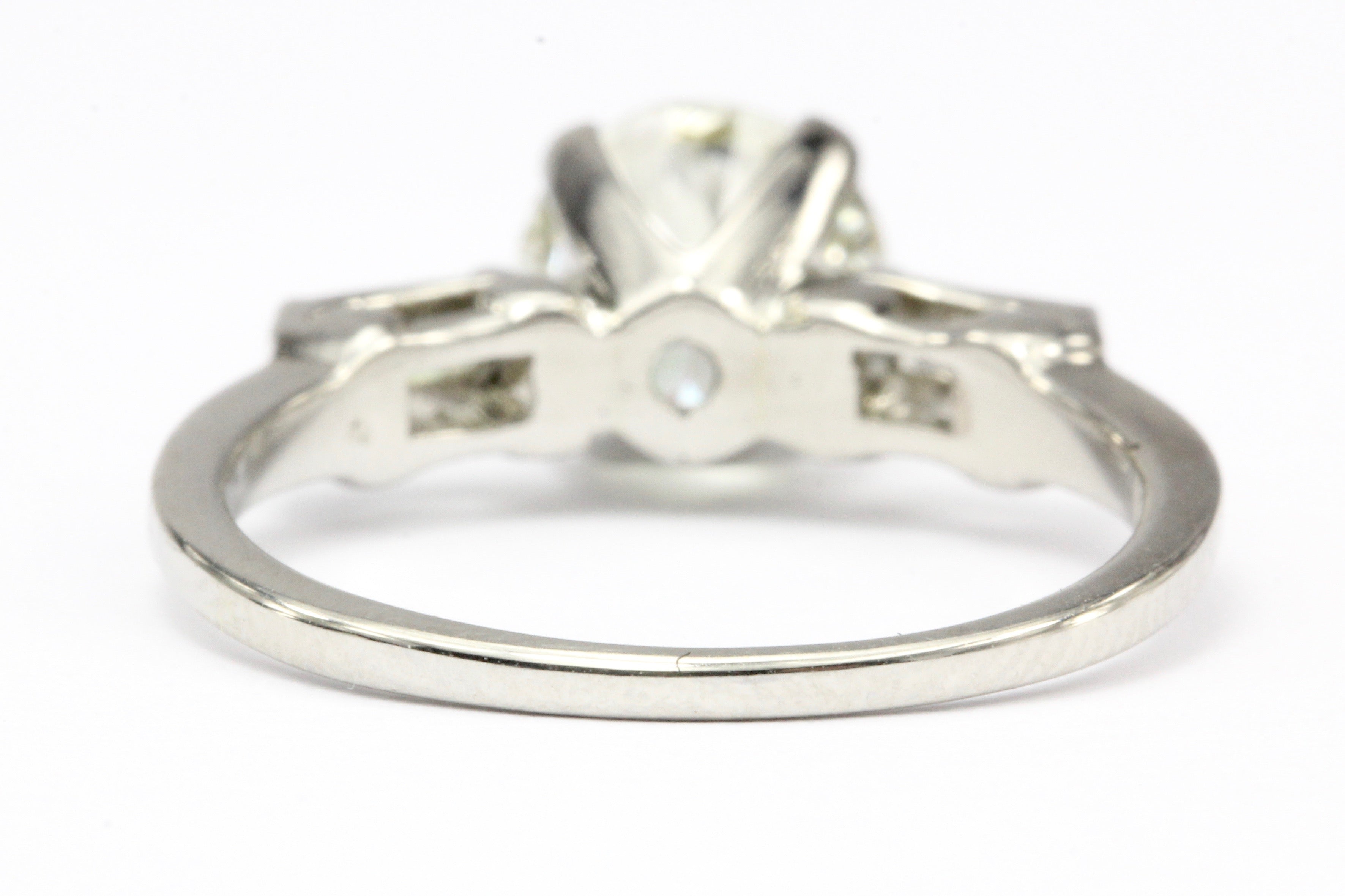 Art Deco Platinum 1.27 CT Old European Cut Diamond Engagement Ring Size 5 - Queen May