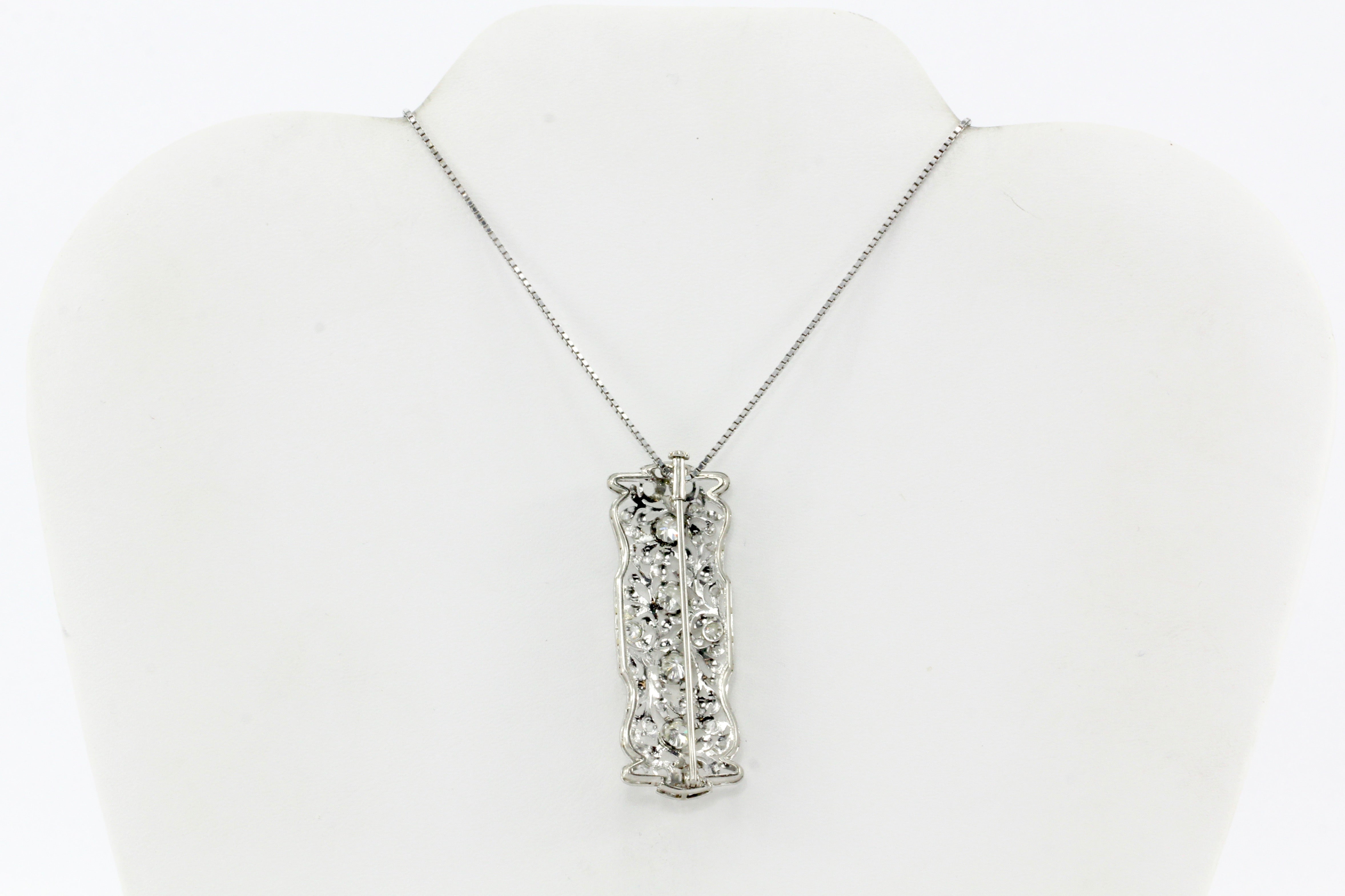 Platinum Convertible Diamond Brooch Pendant c.1920's - Queen May