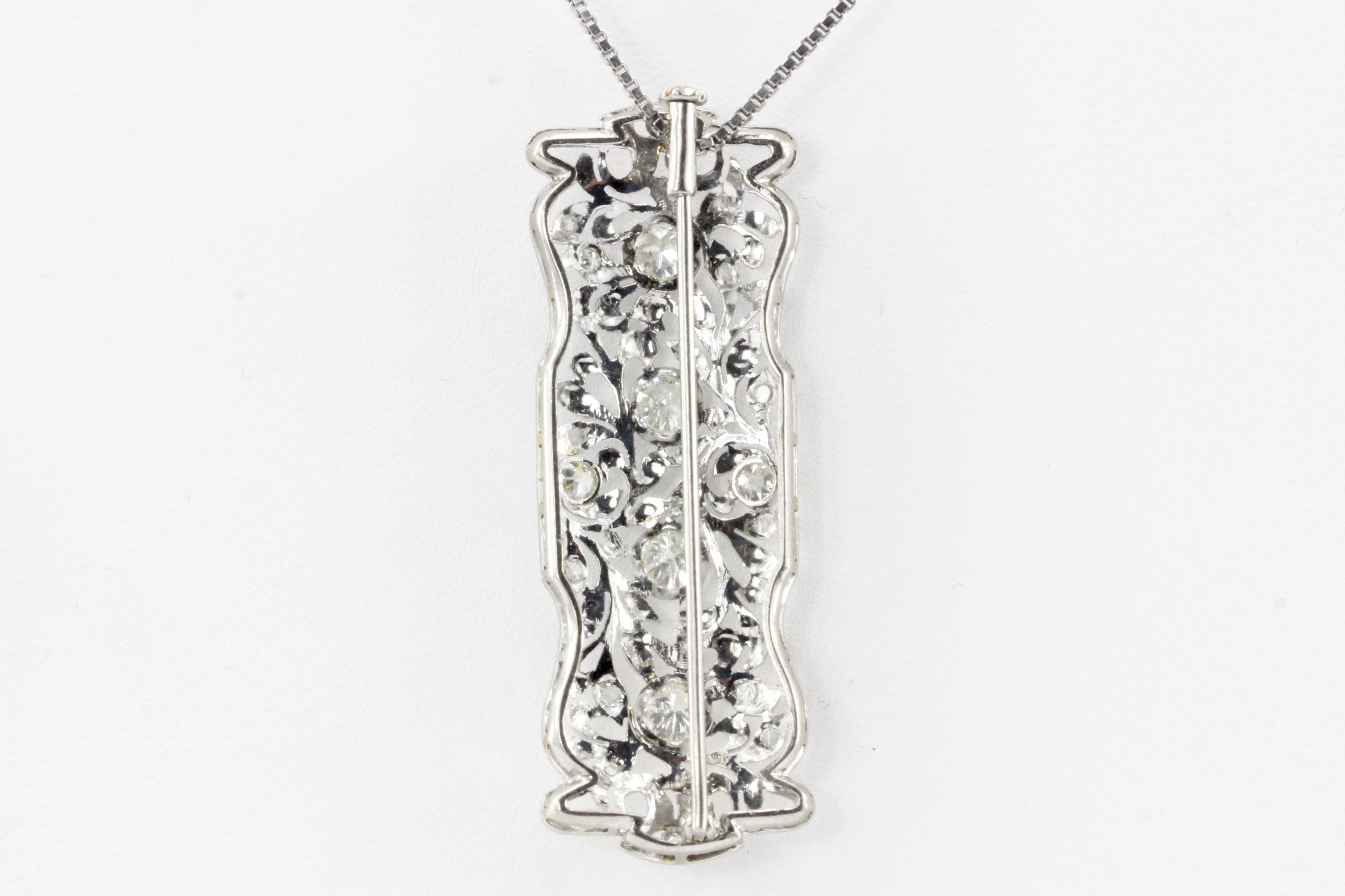 Platinum Convertible Diamond Brooch Pendant c.1920's - Queen May