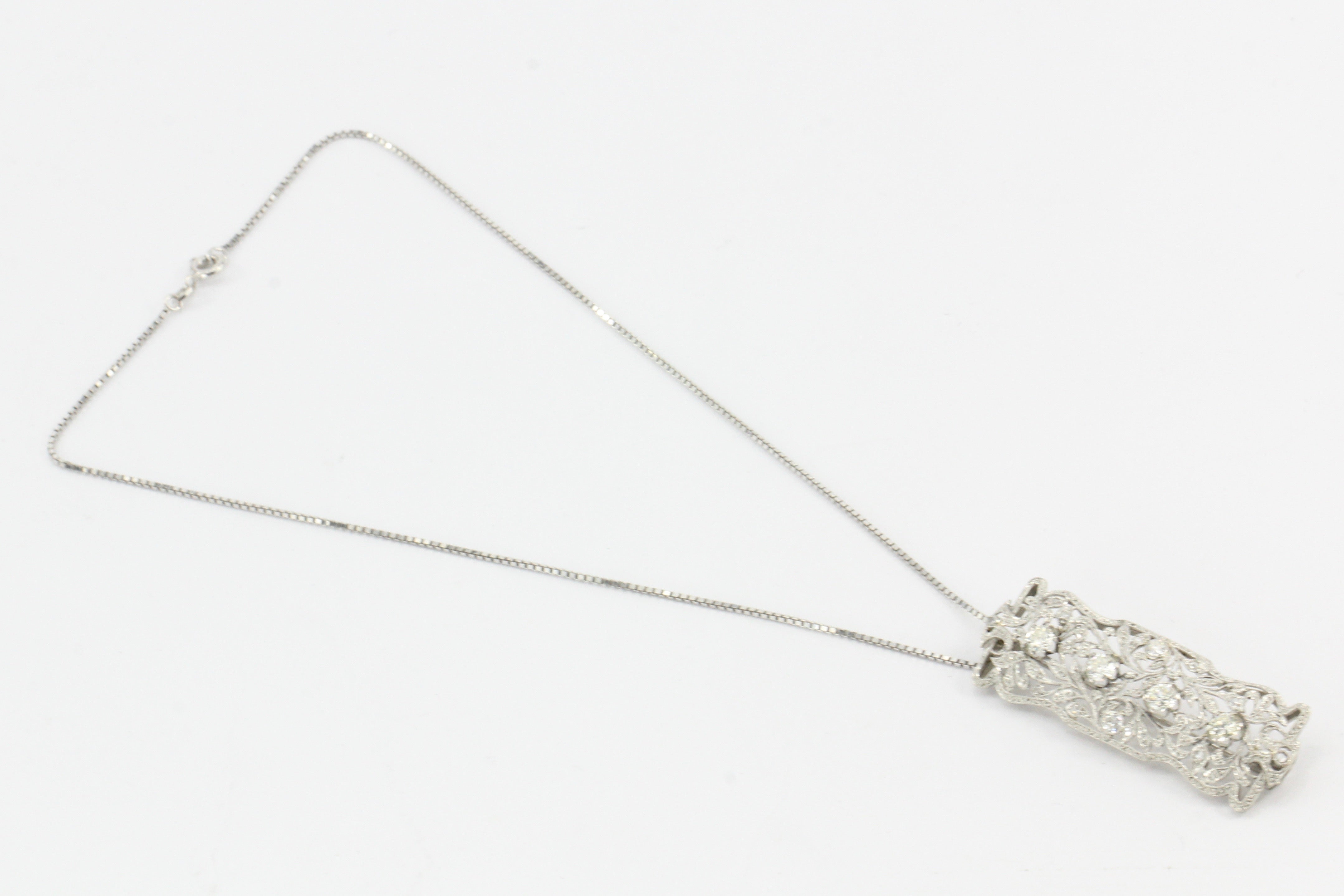 Platinum Convertible Diamond Brooch Pendant c.1920's - Queen May