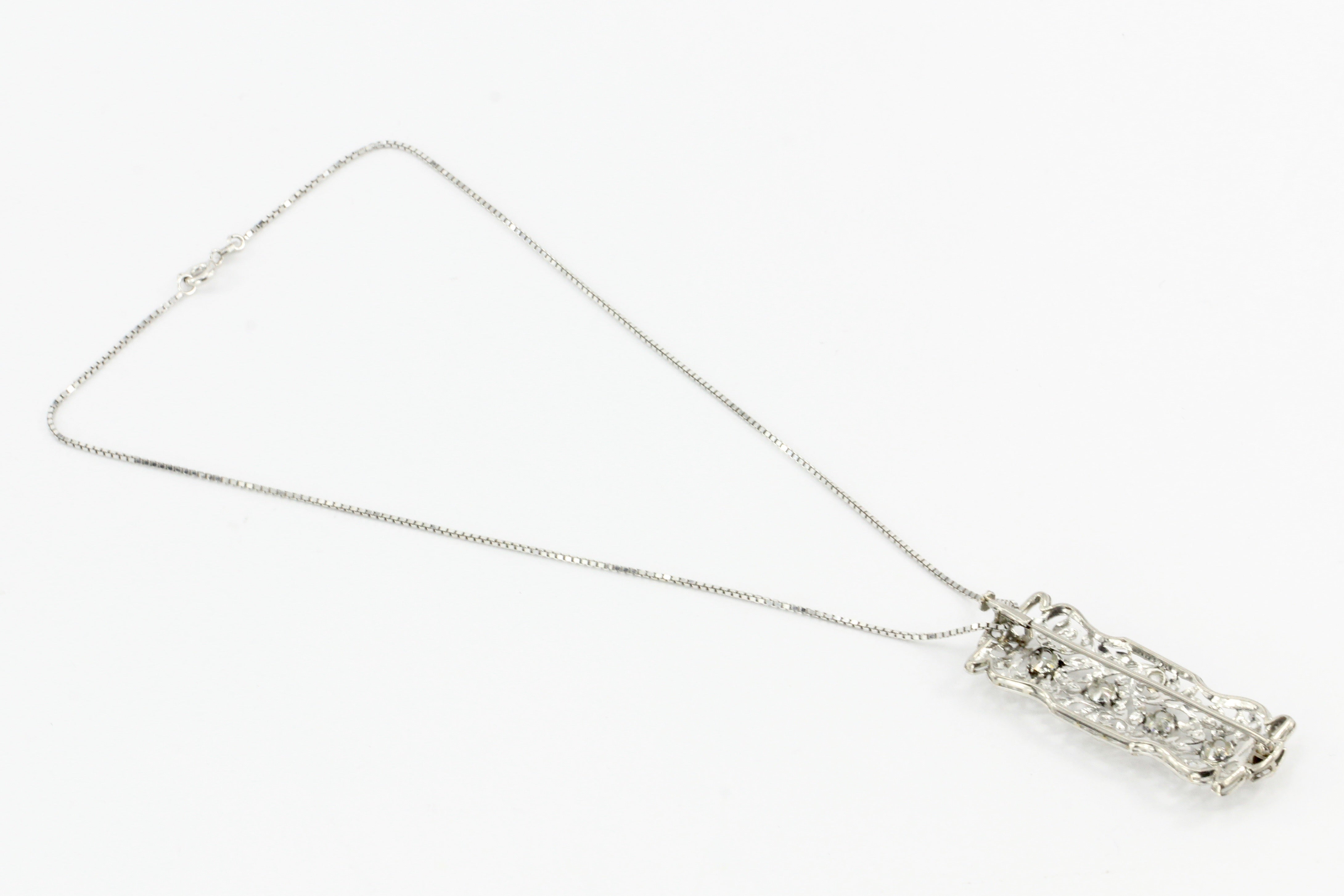 Platinum Convertible Diamond Brooch Pendant c.1920's - Queen May