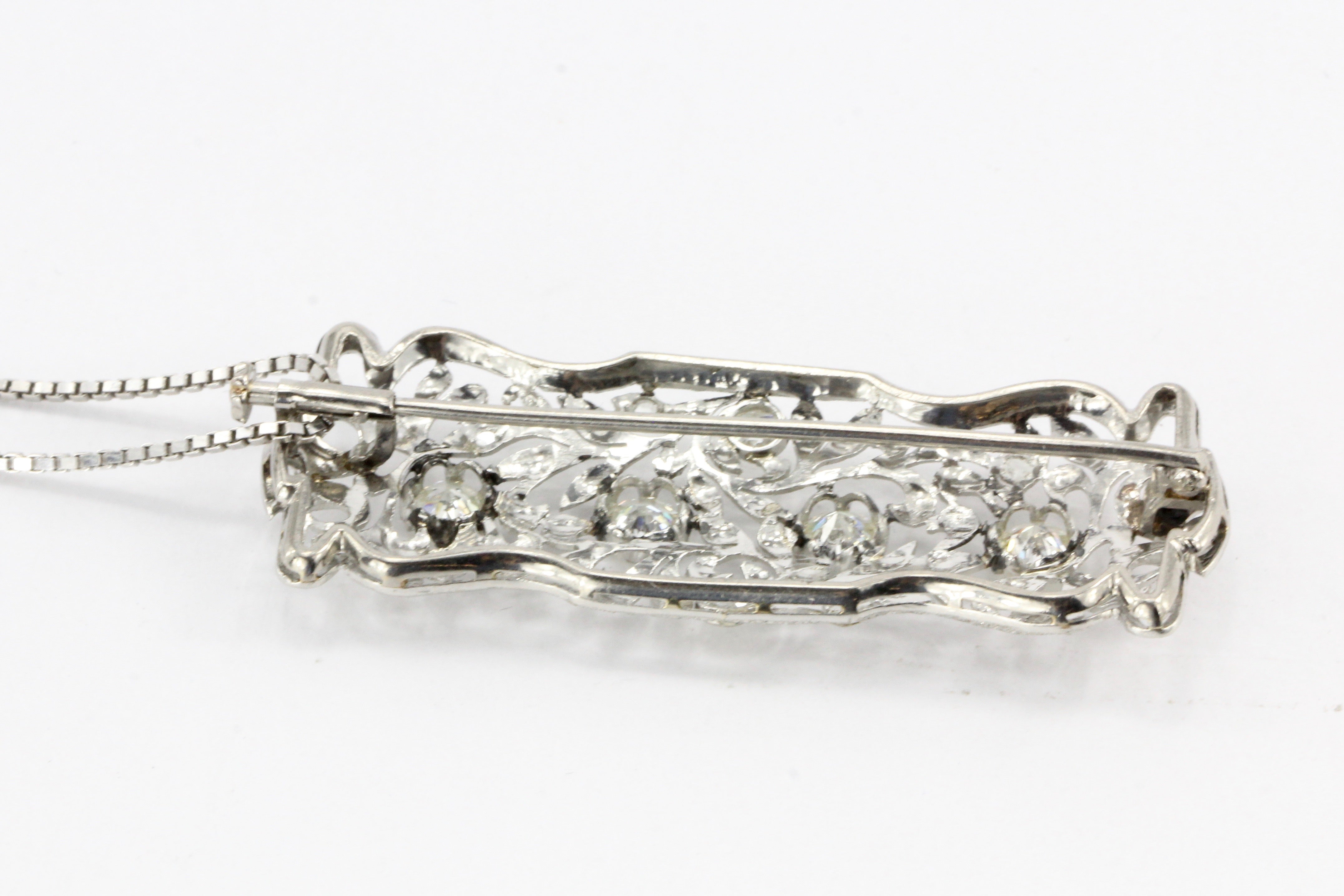 Platinum Convertible Diamond Brooch Pendant c.1920's - Queen May