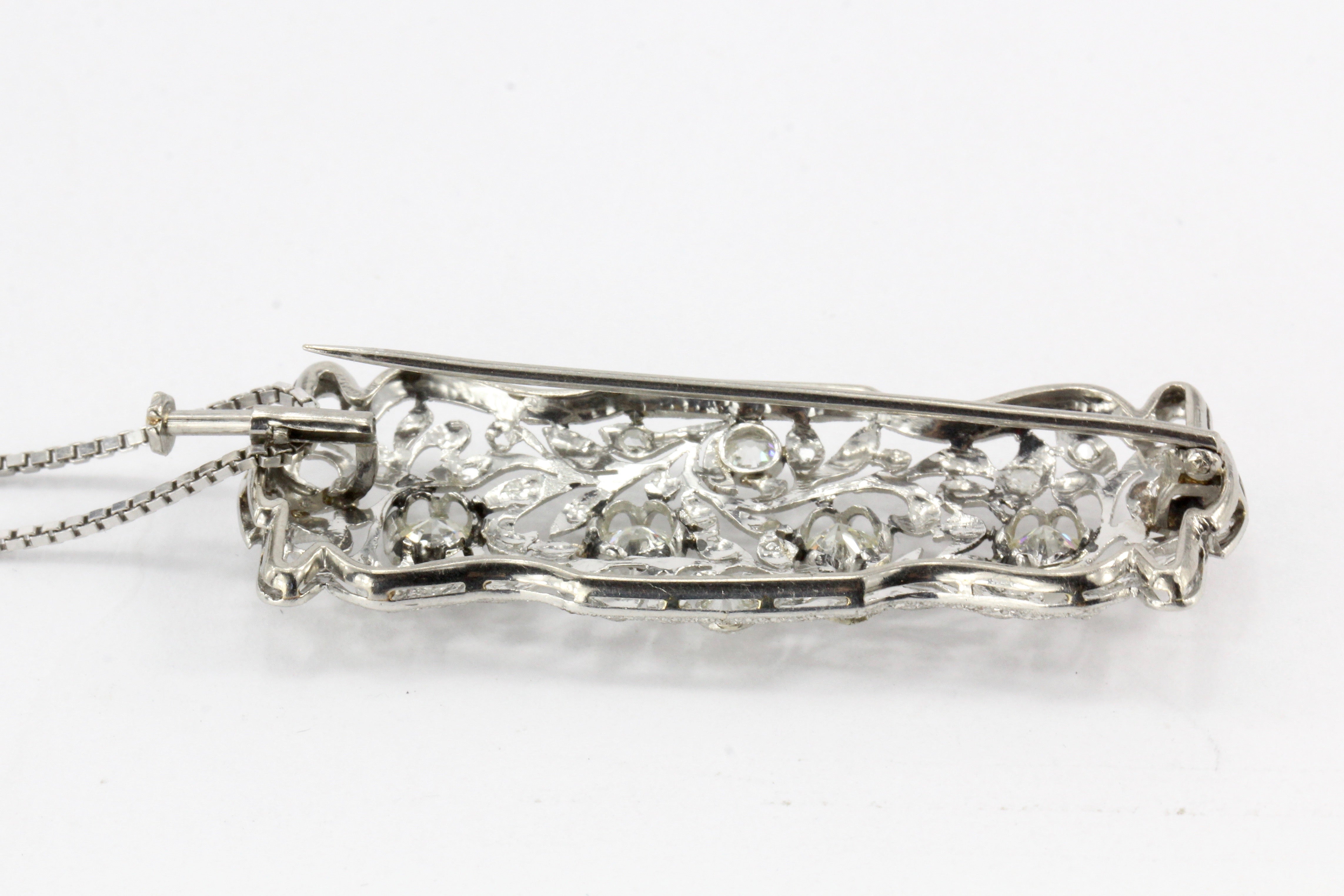 Platinum Convertible Diamond Brooch Pendant c.1920's - Queen May