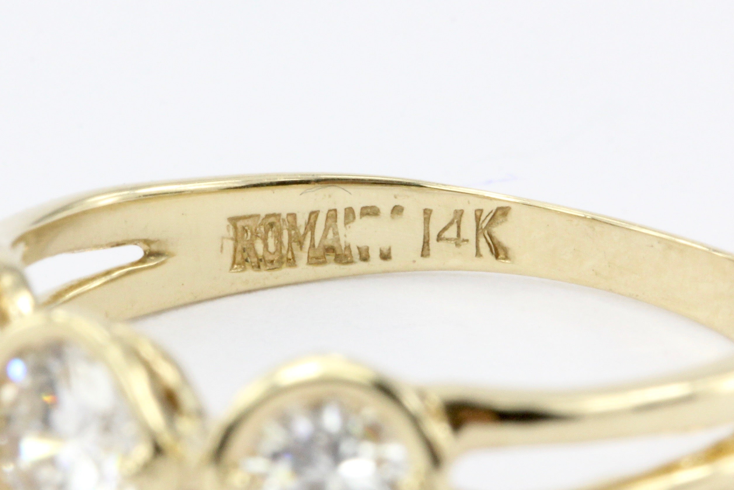 14K Yellow Gold Three Stone Diamond Ring - Queen May