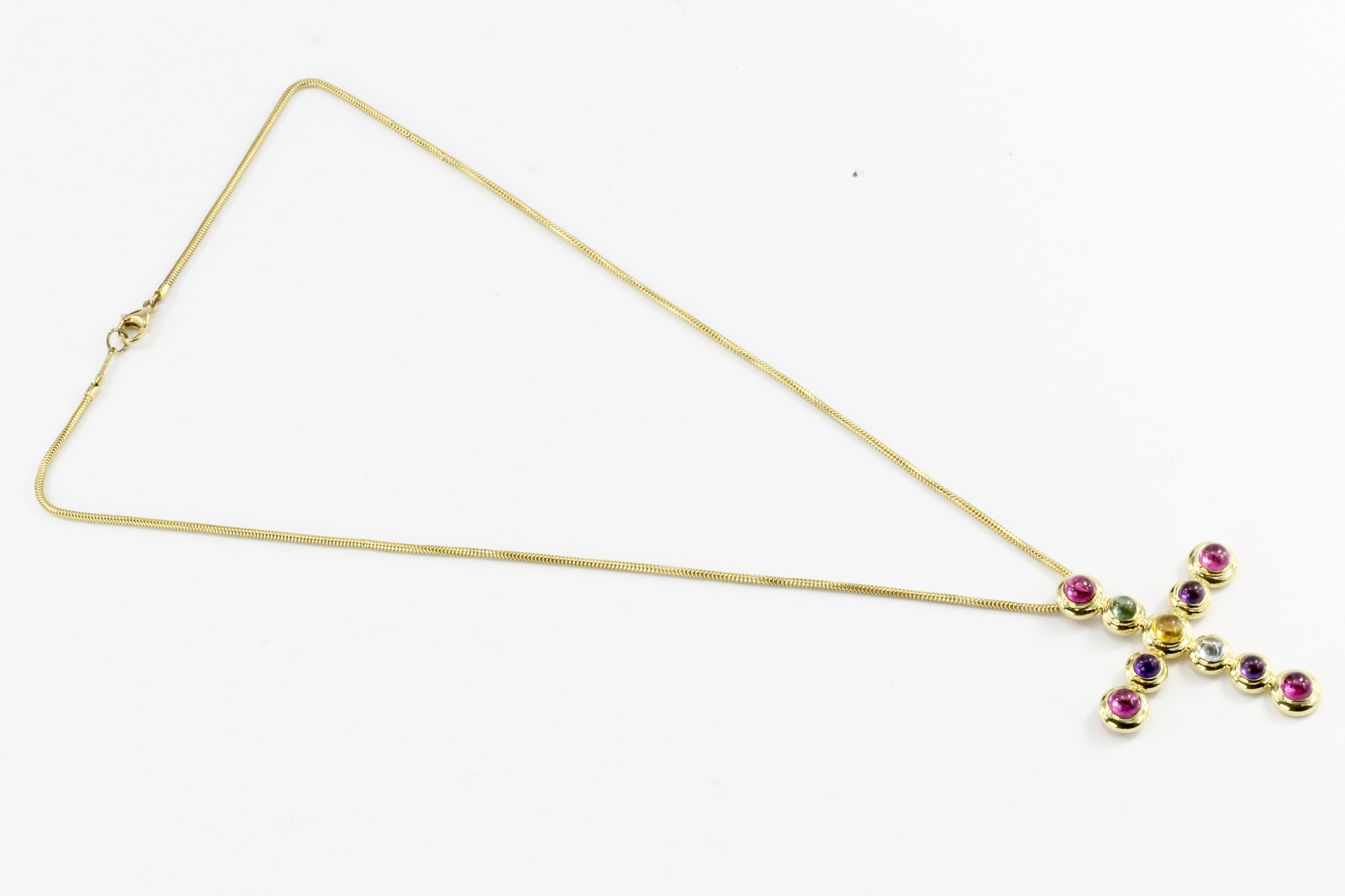 Tiffany & Co Paloma Picasso 18K Yellow Gold Gemstone Cross Necklace - Queen May
