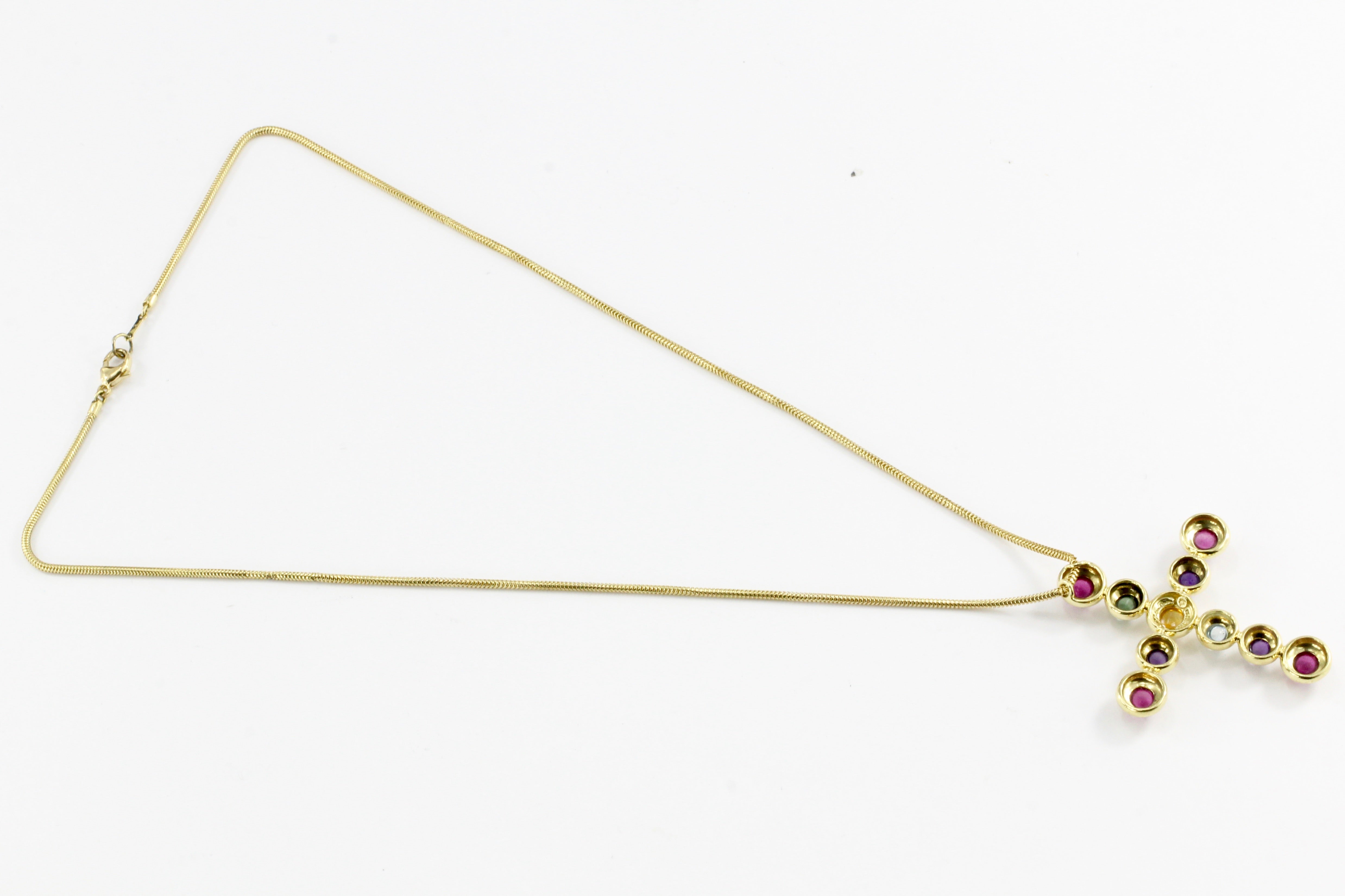 Tiffany & Co Paloma Picasso 18K Yellow Gold Gemstone Cross Necklace - Queen May