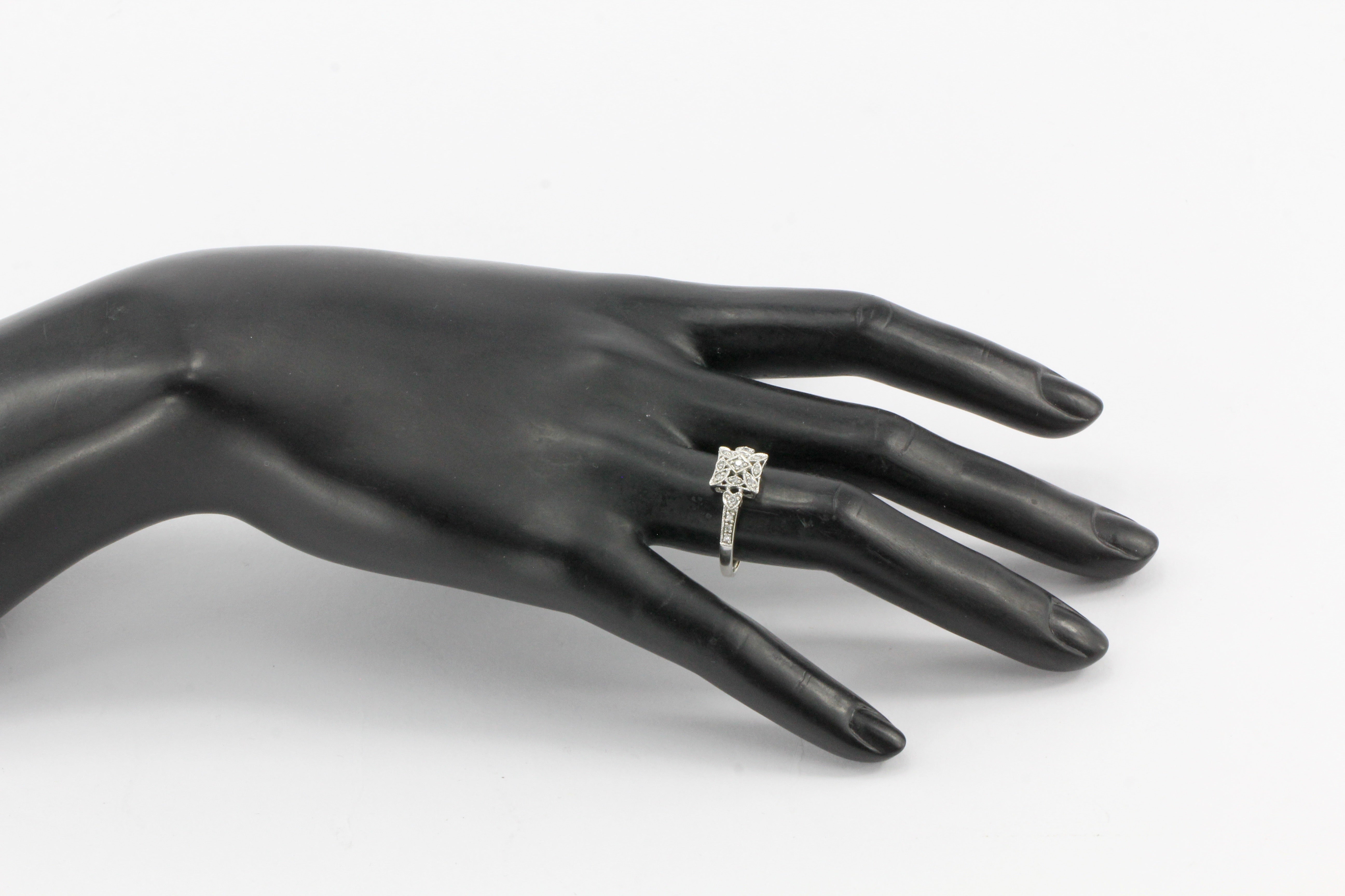 14K White Gold Diamond Ring - Queen May