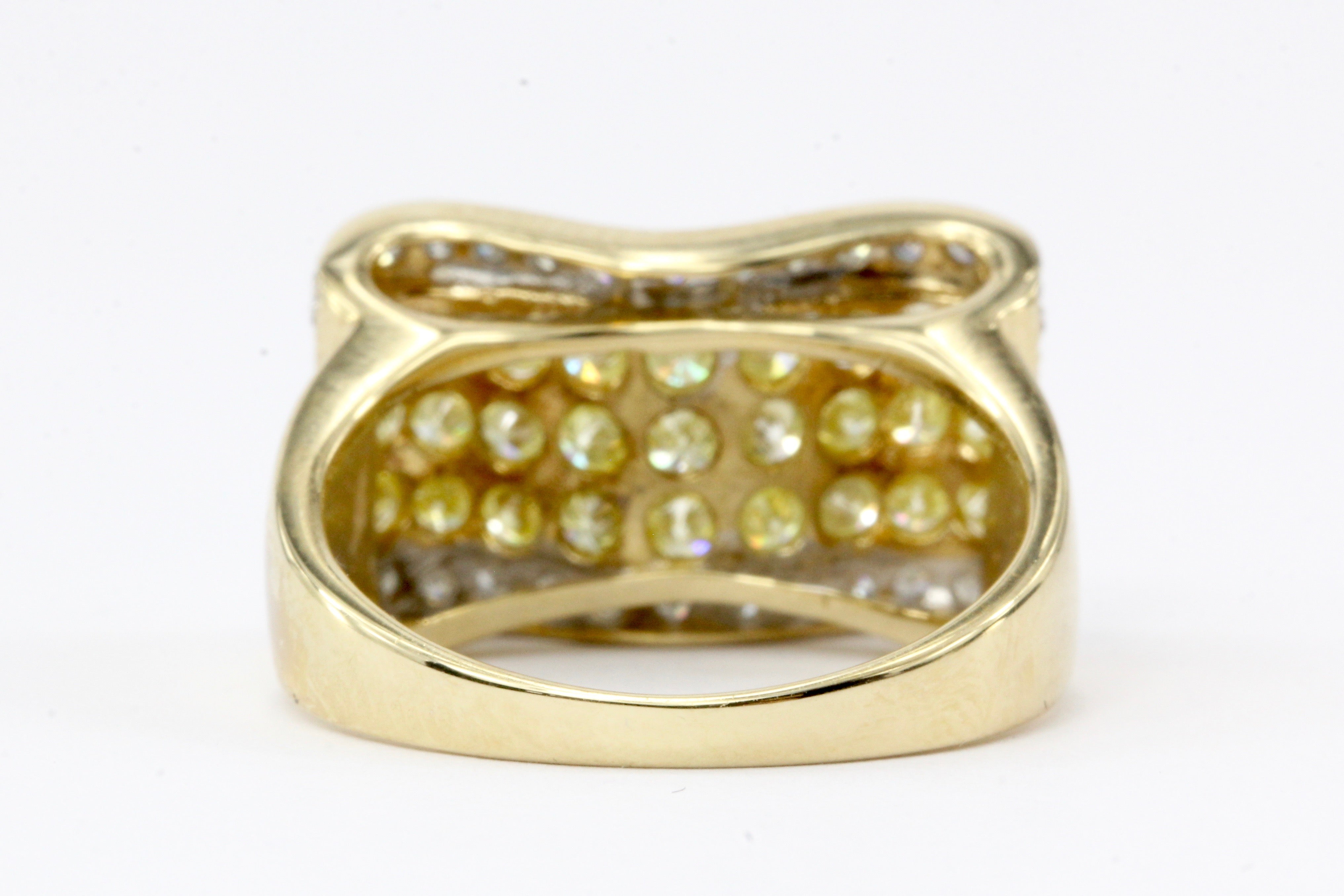 14K Yellow Gold Bow Shaped Diamond Ring - Queen May