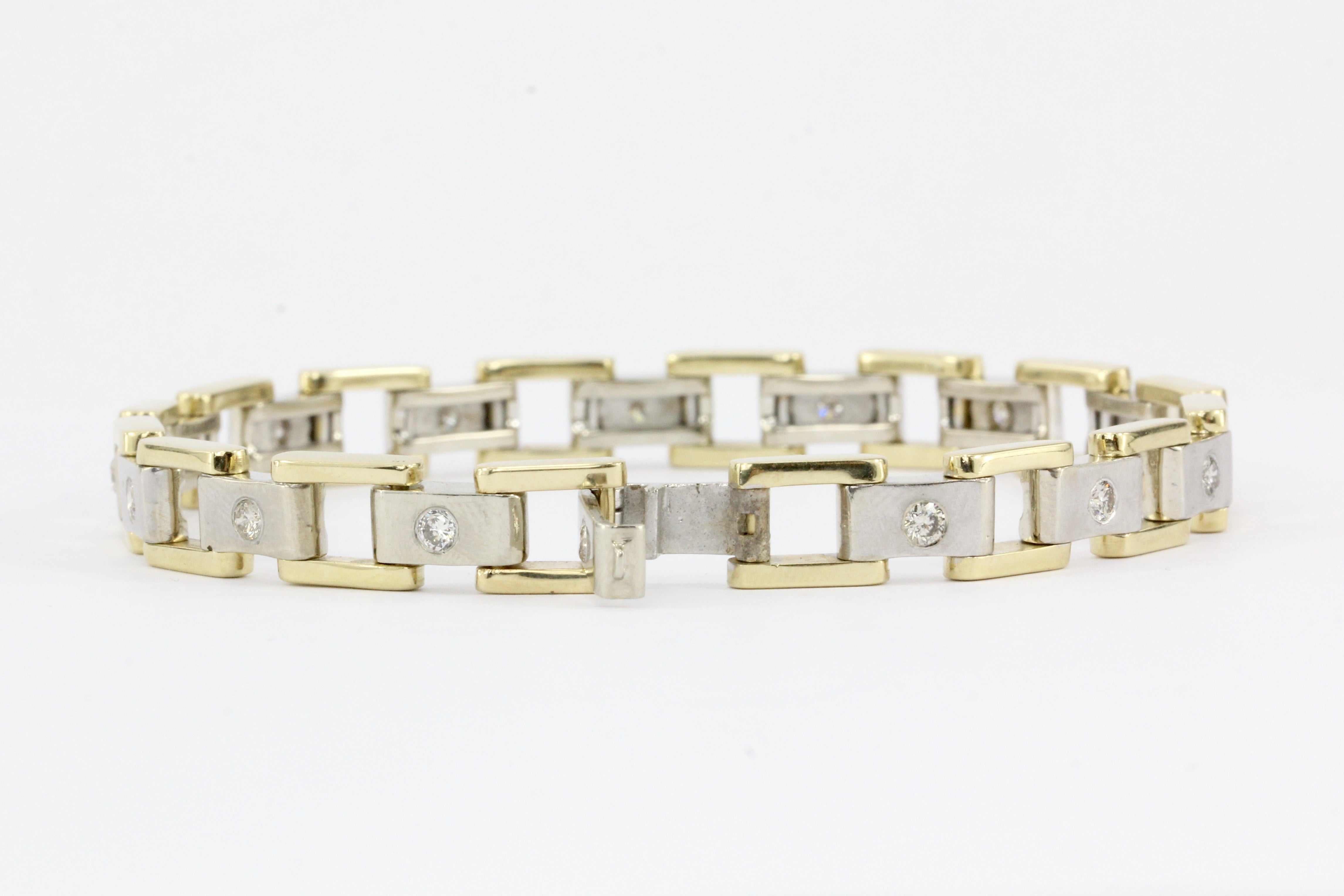 Men's 14K White & Yellow Gold Station Diamond Bracelet - Queen May