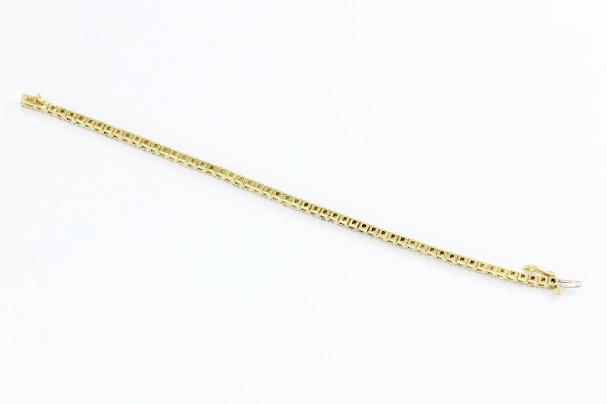 14K Yellow Gold 3 Carat Diamond Tennis Bracelet - Queen May