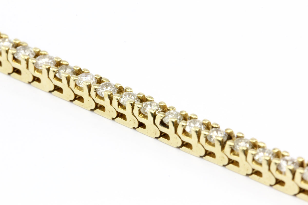 14K Yellow Gold 3 Carat Diamond Tennis Bracelet - Queen May