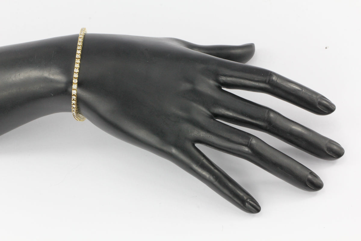 14K Yellow Gold 3 Carat Diamond Tennis Bracelet - Queen May