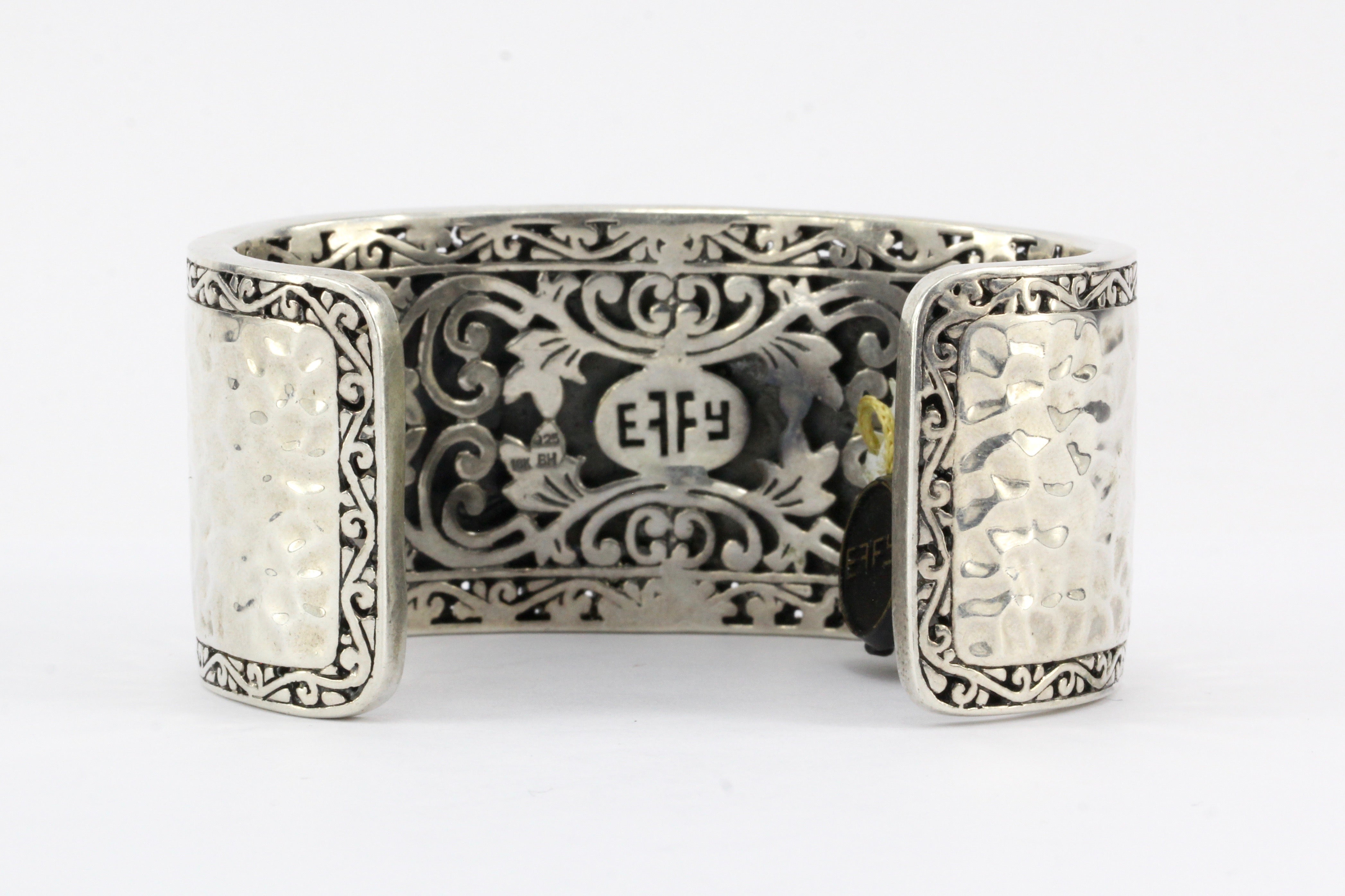 Effy Pave Diamond Two Tone Sterling Silver & 18K Yellow Gold Cross Cuff - Queen May