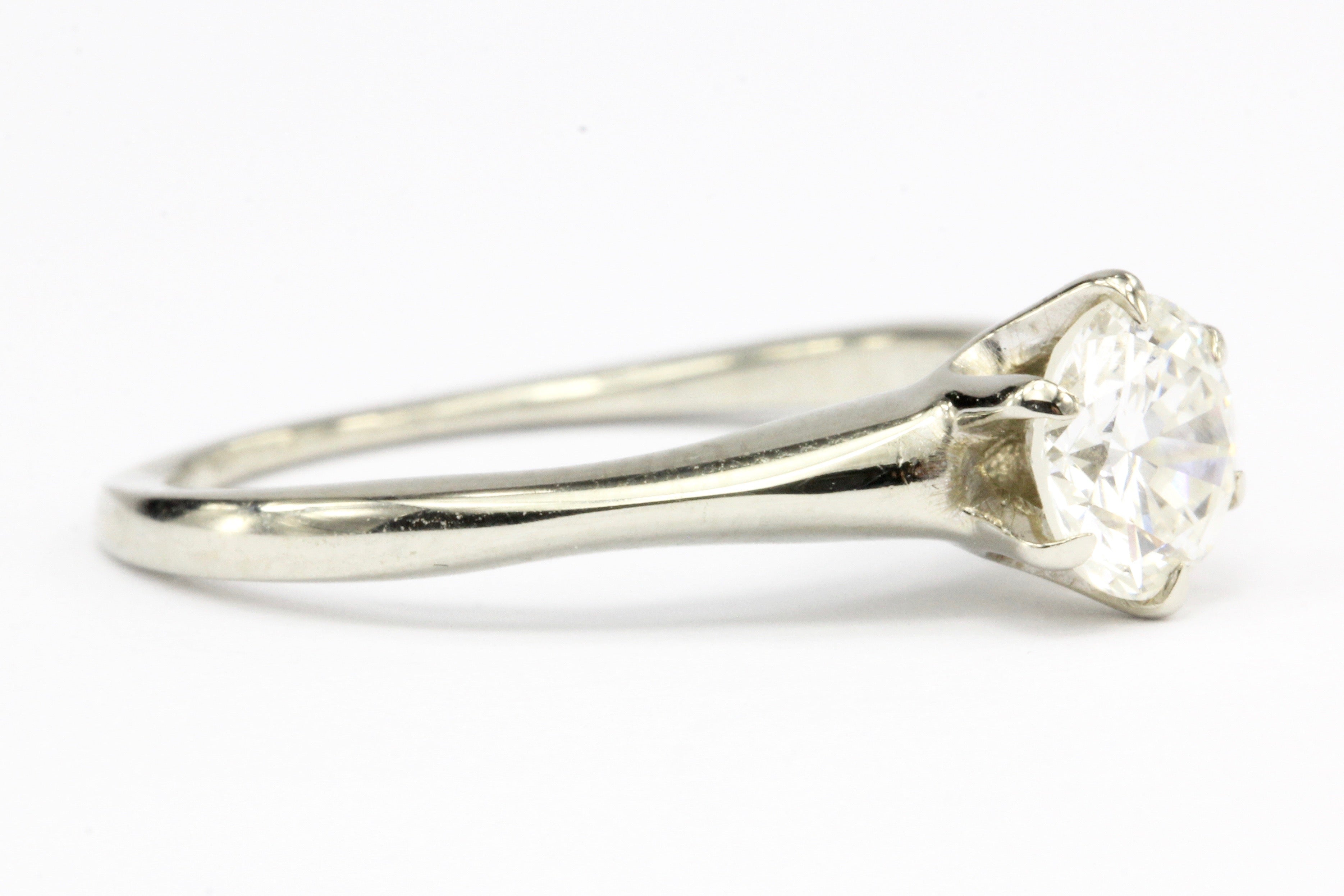 Vintage 14K White Gold .65 Carat Diamond Solitaire Engagement Ring - Queen May