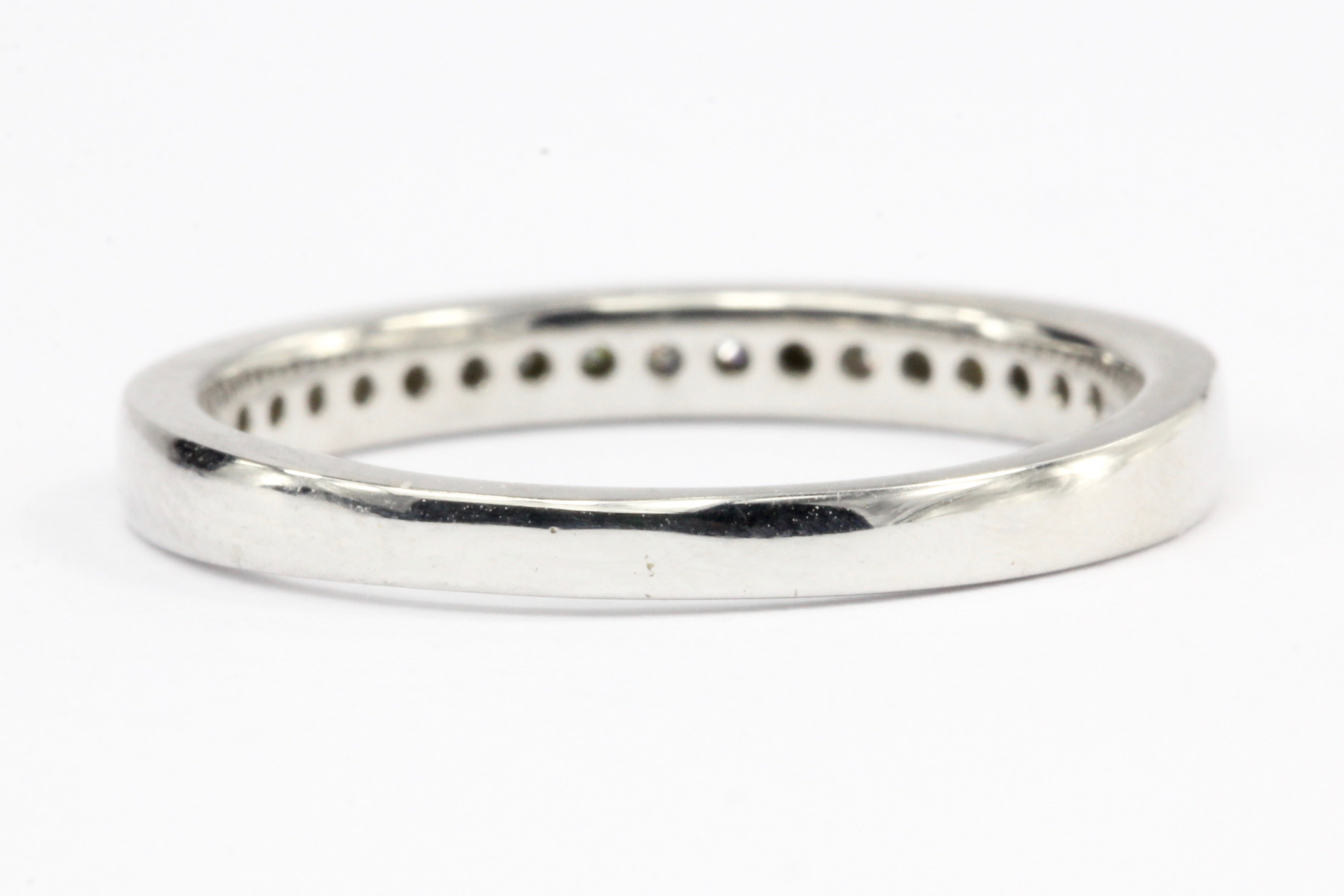 14K White Gold .20 CT Diamond Half Eternity Band Ring Size 7 - Queen May