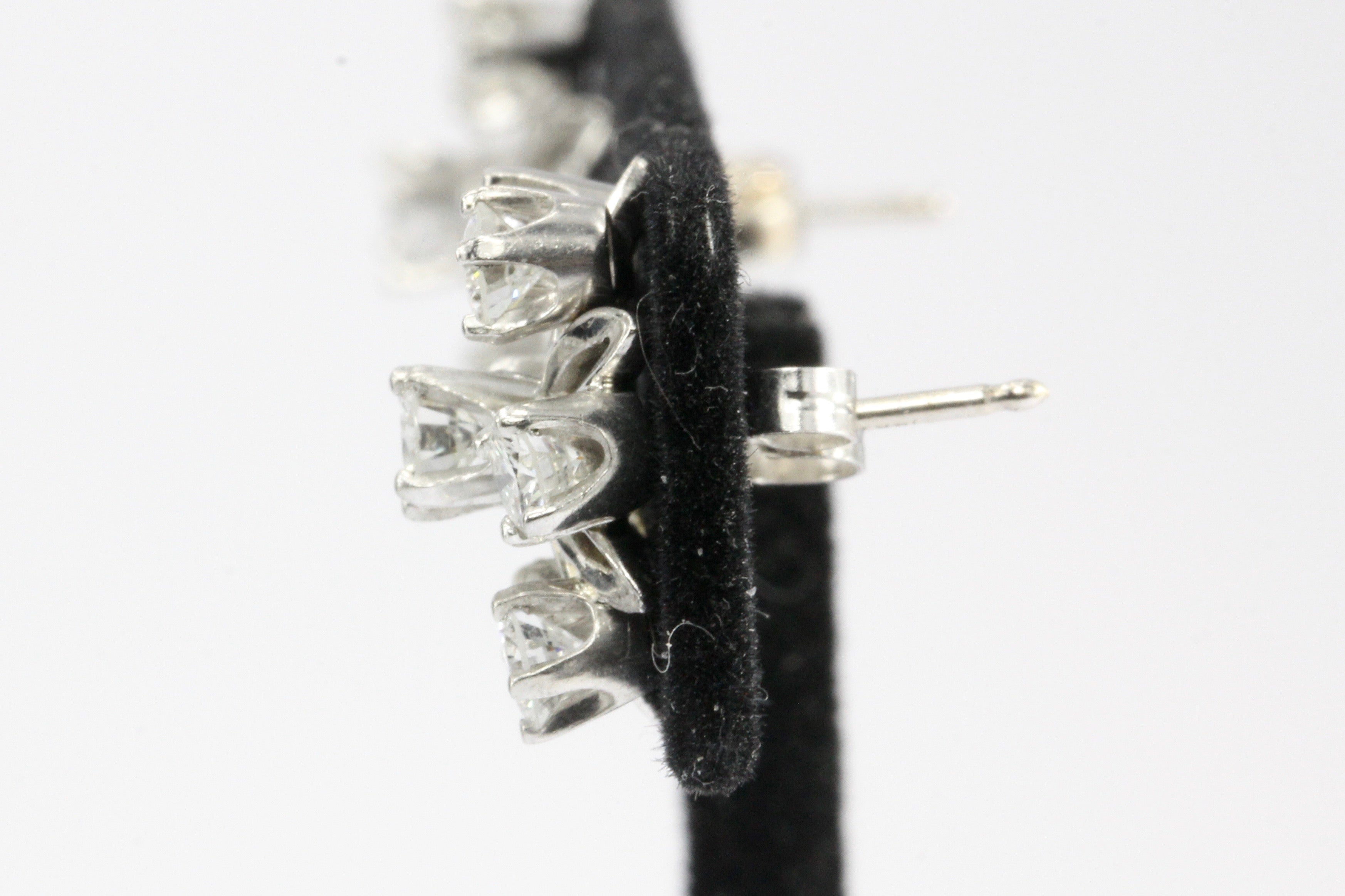 14K White Gold 1.5 CTW Diamond Flower Cluster Earrings - Queen May