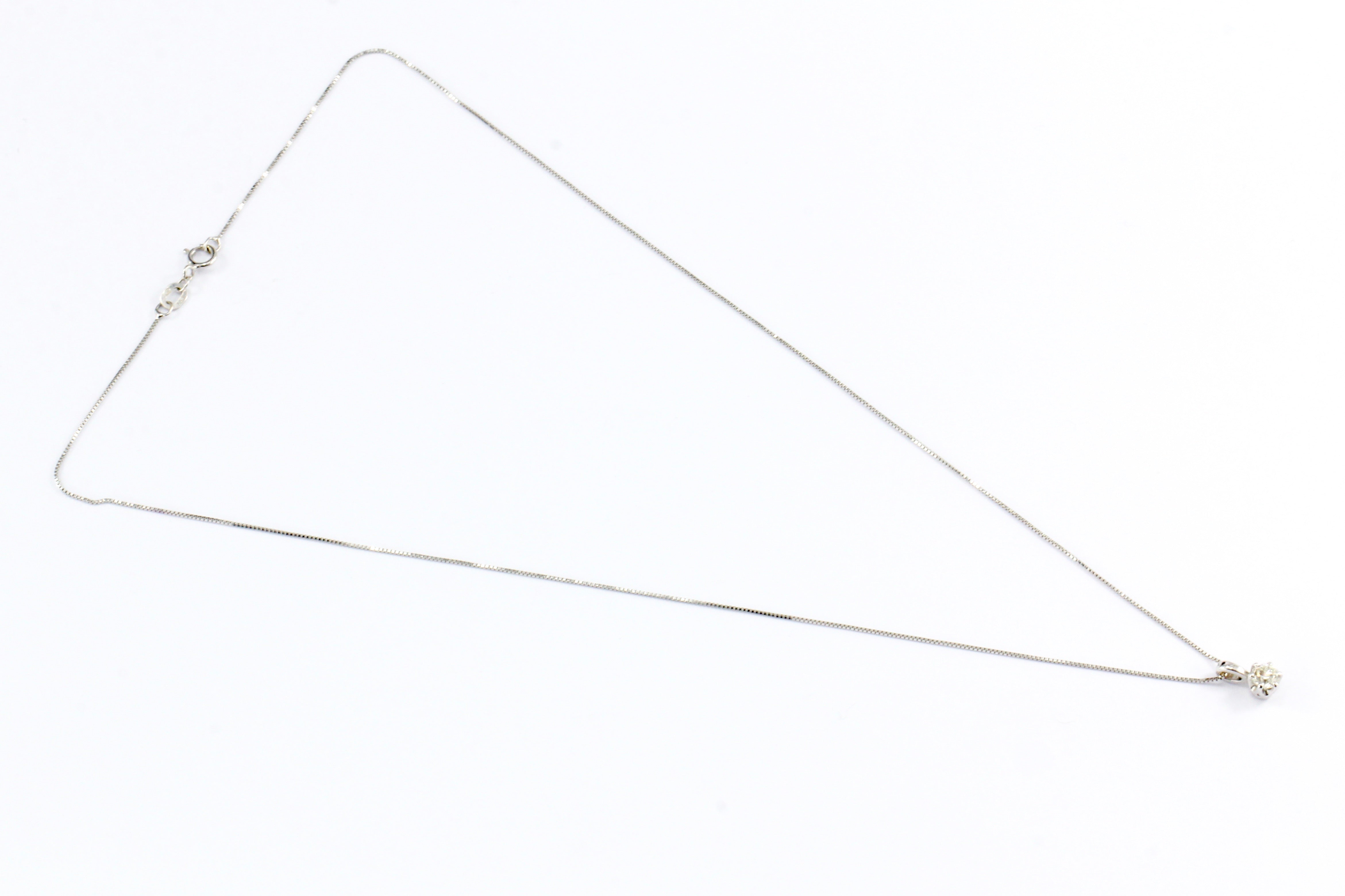 14K White Gold .30 CT Diamond Solitaire Pendant - Queen May