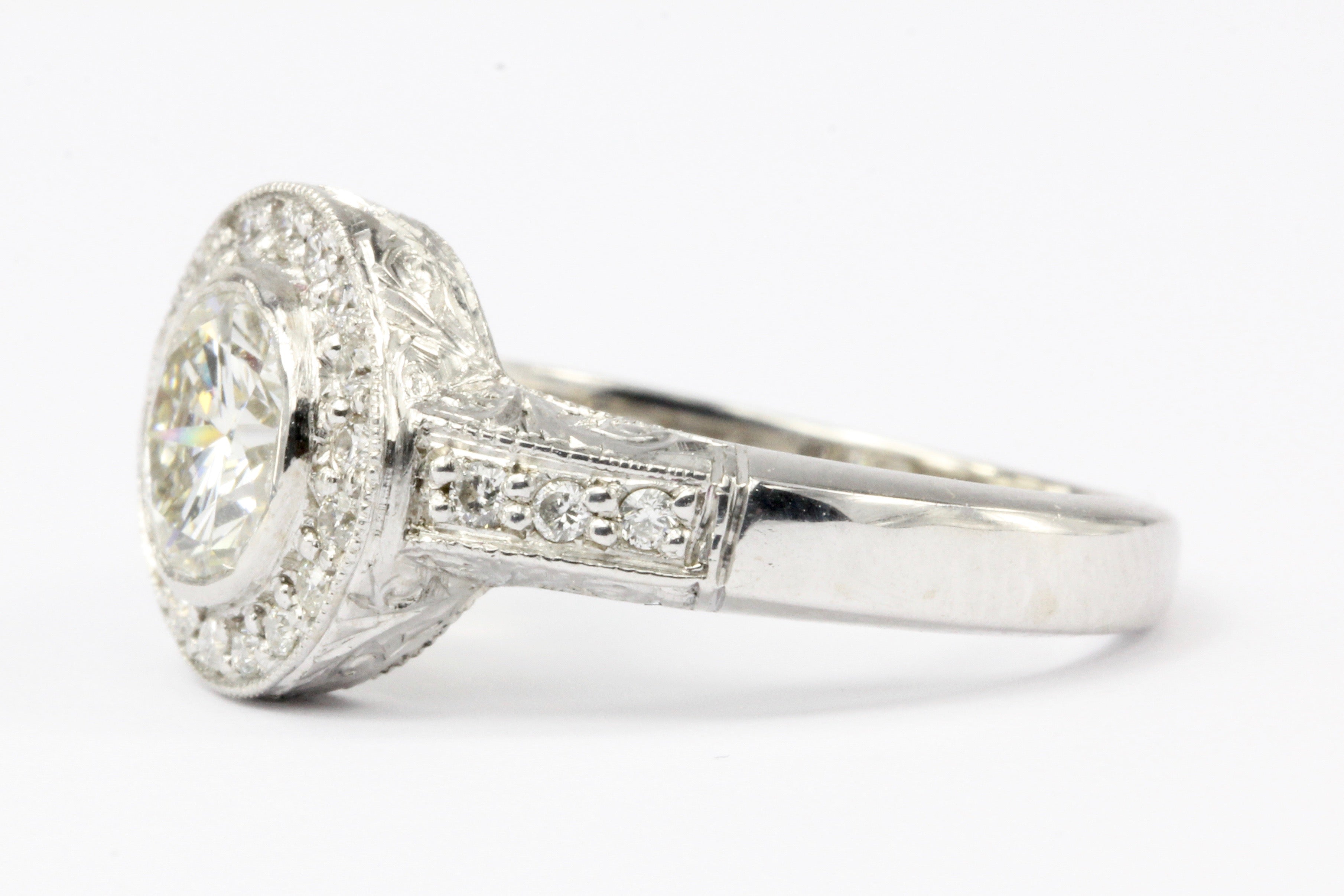 14K White Gold 1.26 CT Diamond Halo Engagement Ring Size 7.5 - Queen May