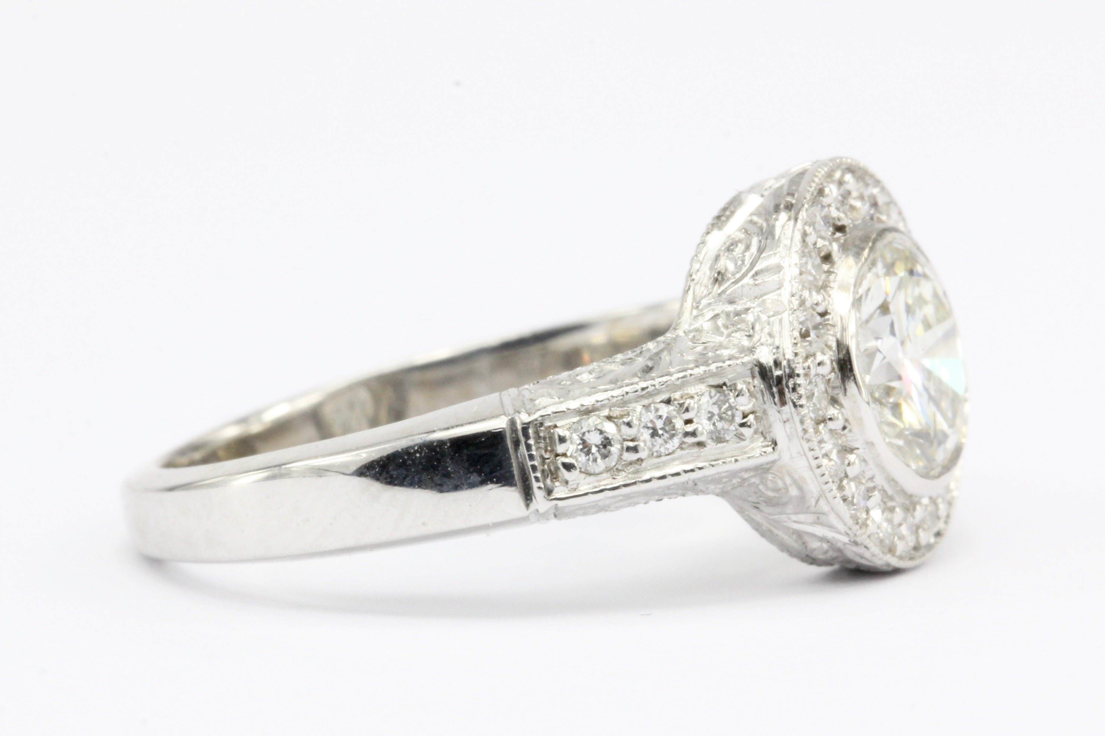 14K White Gold 1.26 CT Diamond Halo Engagement Ring Size 7.5 - Queen May