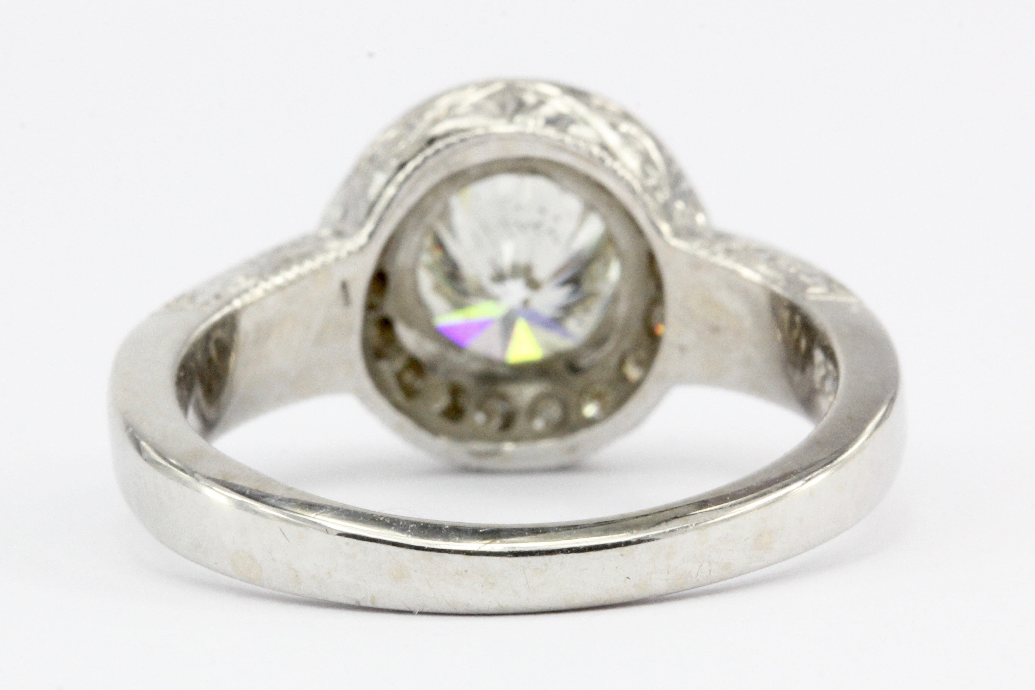 14K White Gold 1.26 CT Diamond Halo Engagement Ring Size 7.5 - Queen May