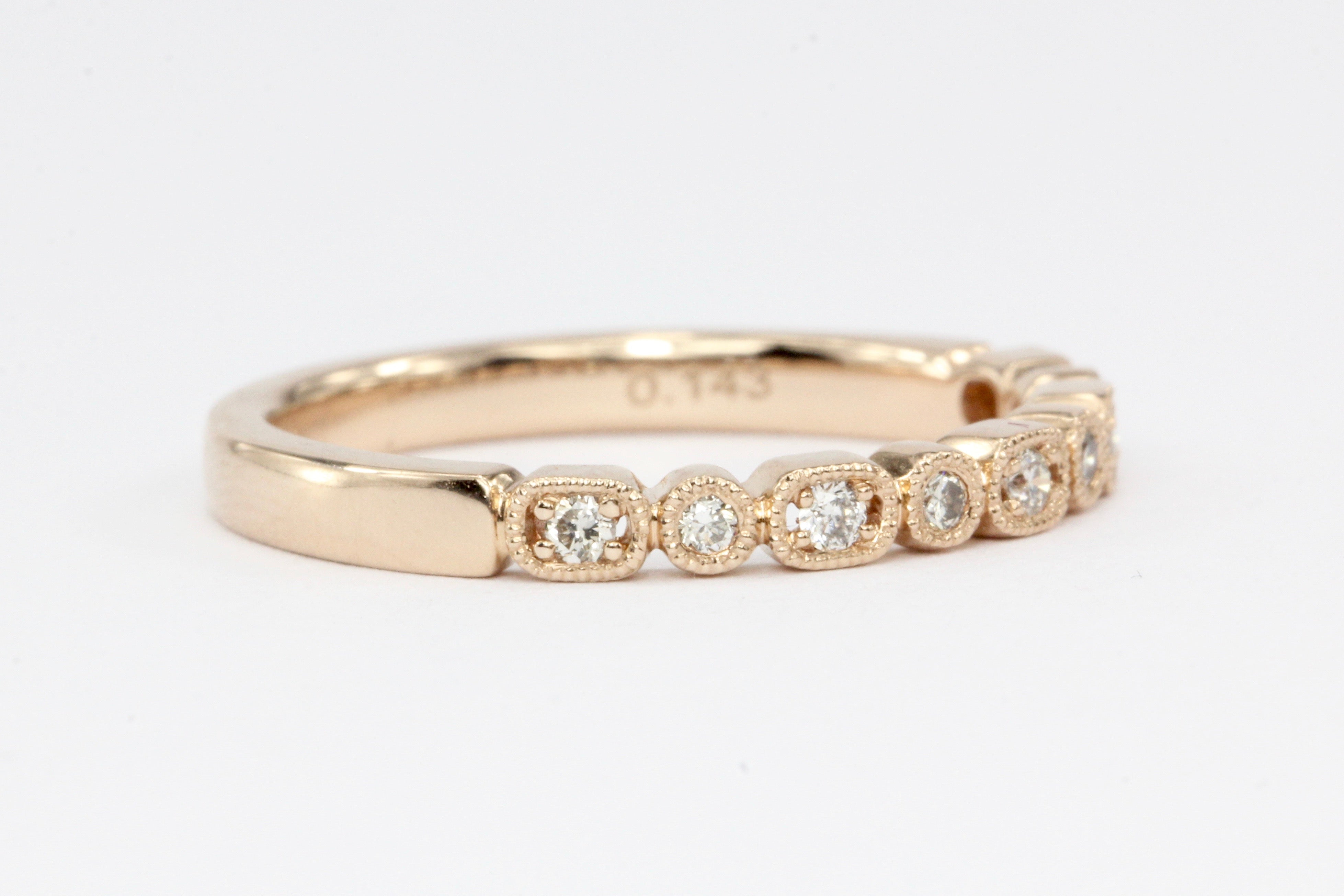 14K Rose Gold Diamond Half Eternity Band - Queen May