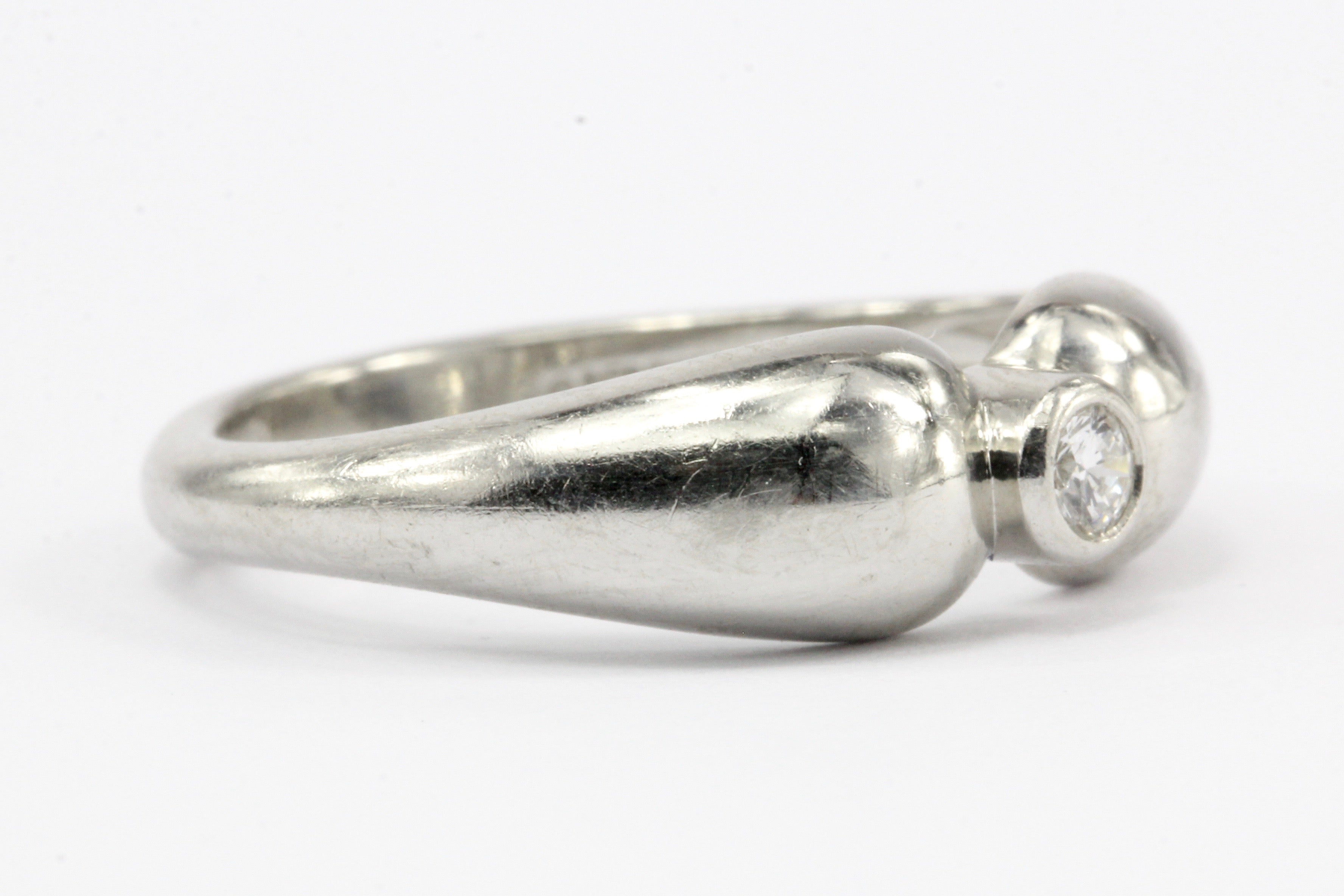 Tiffany & Co Elsa Peretti Platinum Diamond Tear Drop Ring Size 5.25 - Queen May