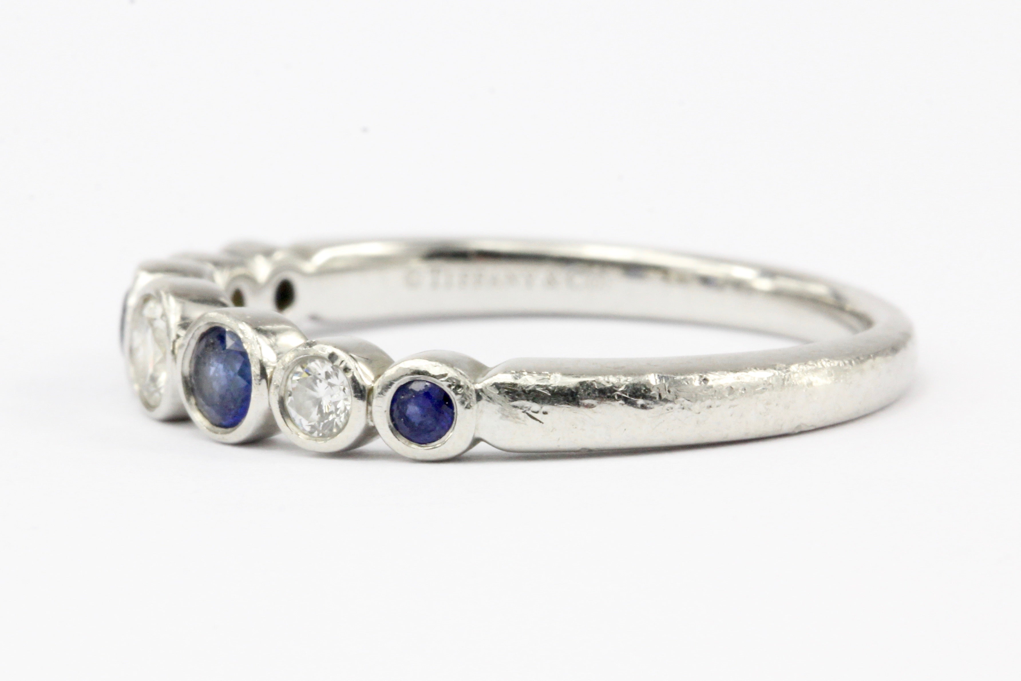 Tiffany & Co Platinum Jazz Sapphire and Diamond Band Ring Size 7.5 - Queen May