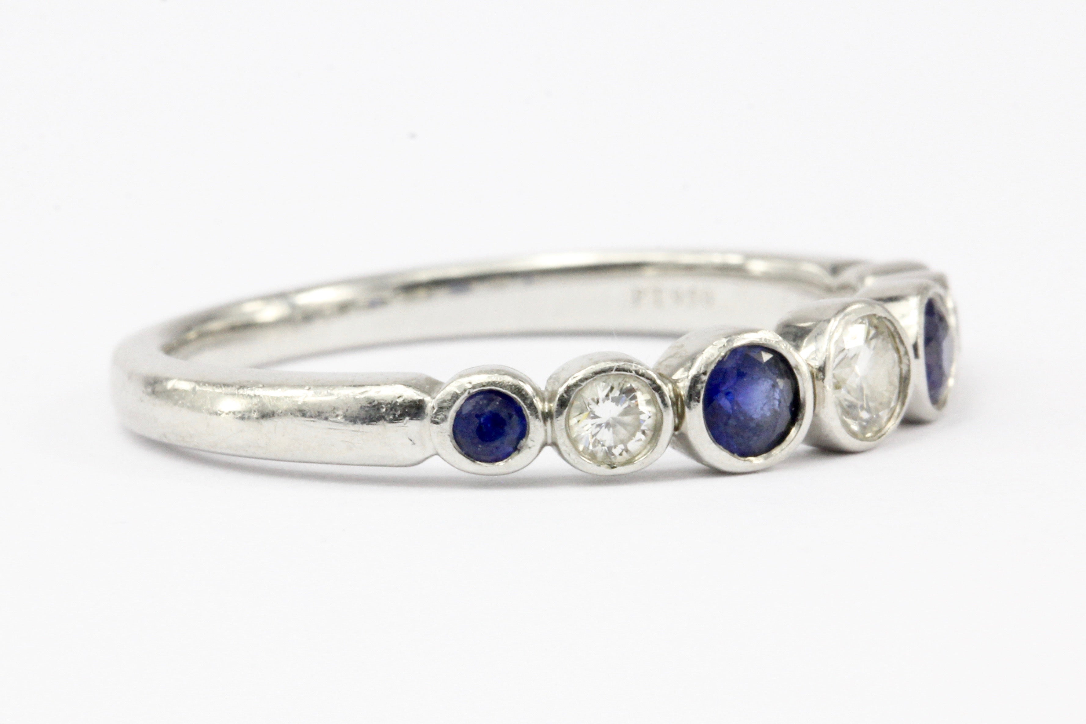 Tiffany & Co Platinum Jazz Sapphire and Diamond Band Ring Size 7.5 - Queen May