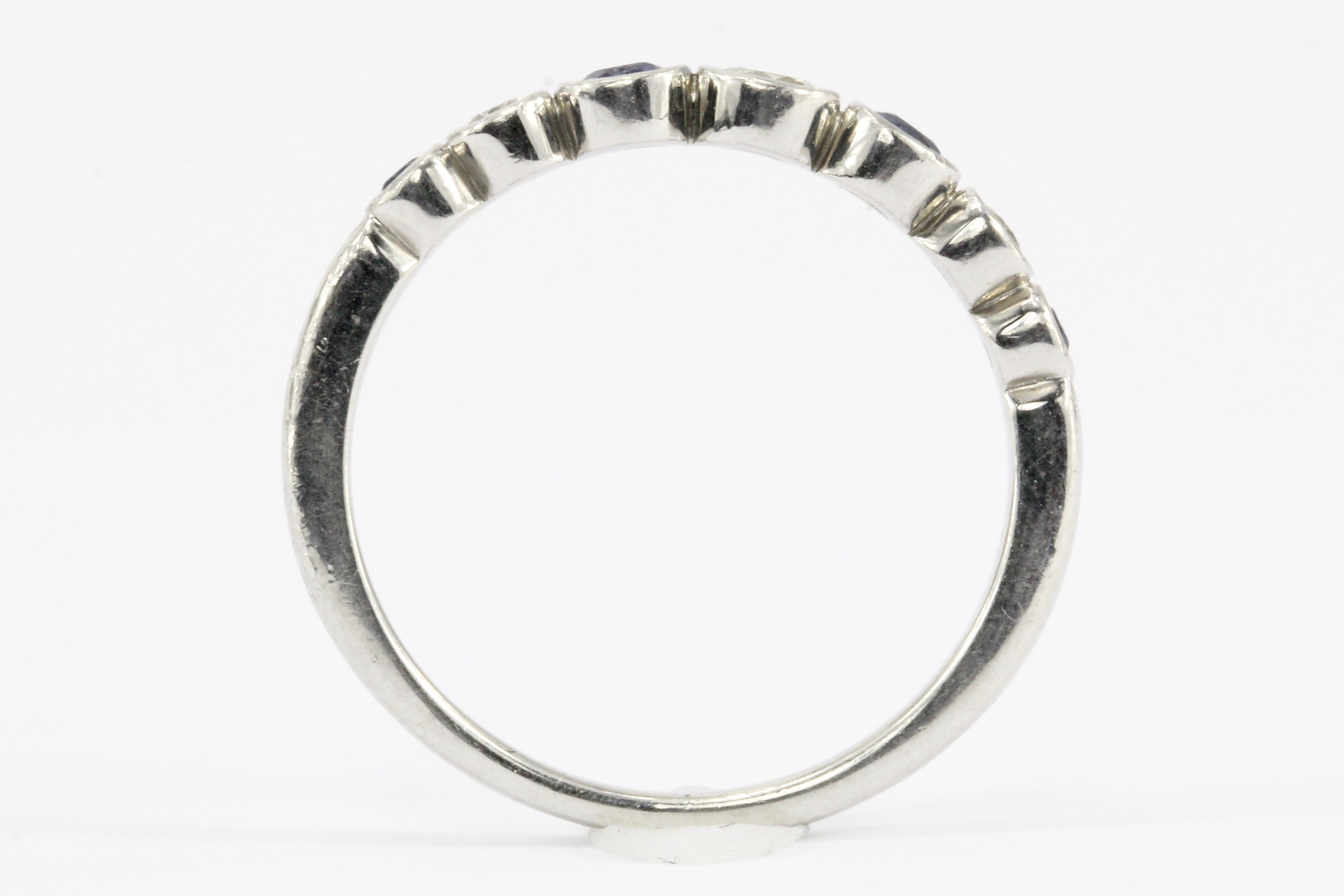 Tiffany & Co Platinum Jazz Sapphire and Diamond Band Ring Size 7.5 - Queen May