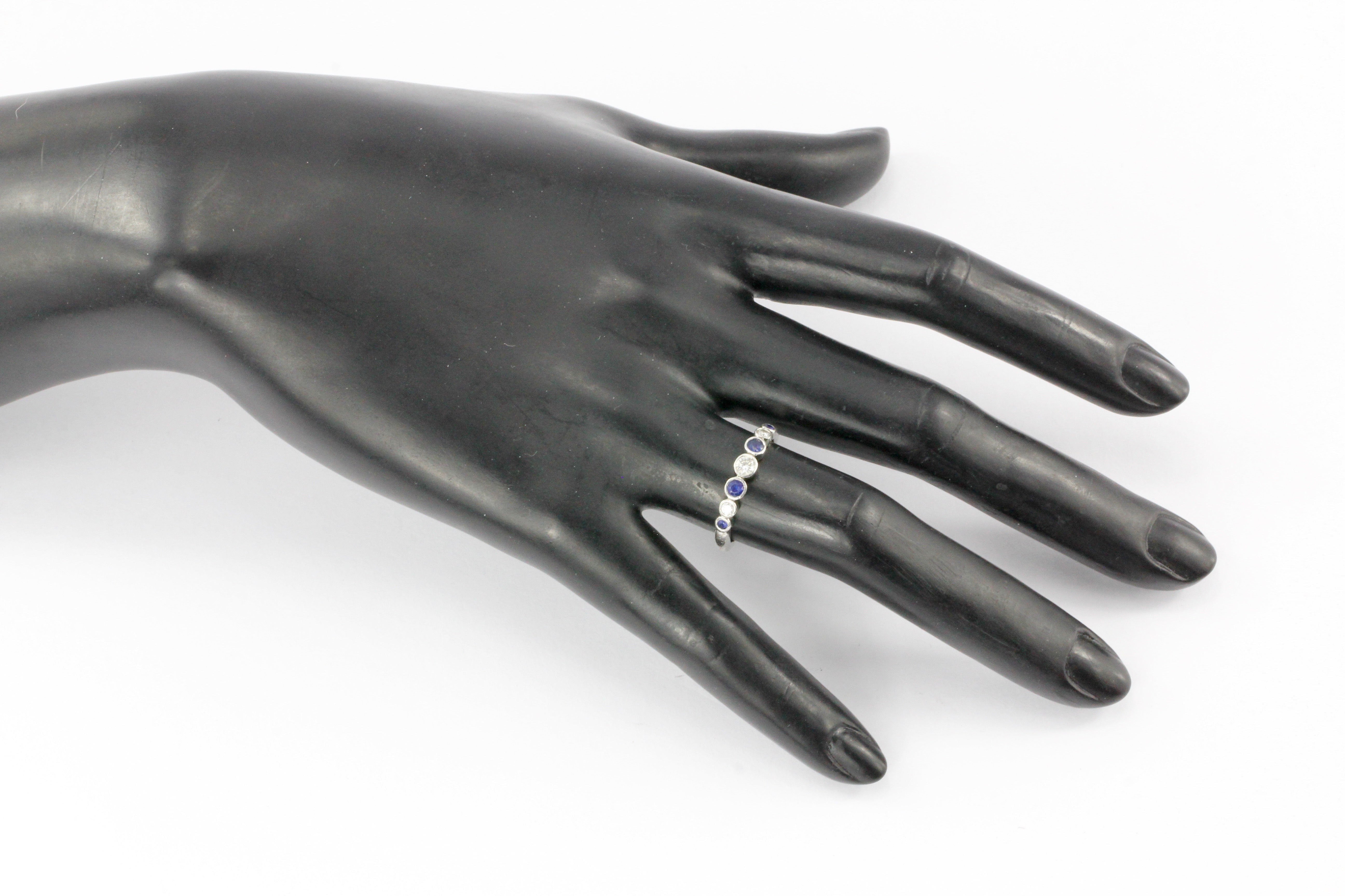 Tiffany & Co Platinum Jazz Sapphire and Diamond Band Ring Size 7.5 - Queen May