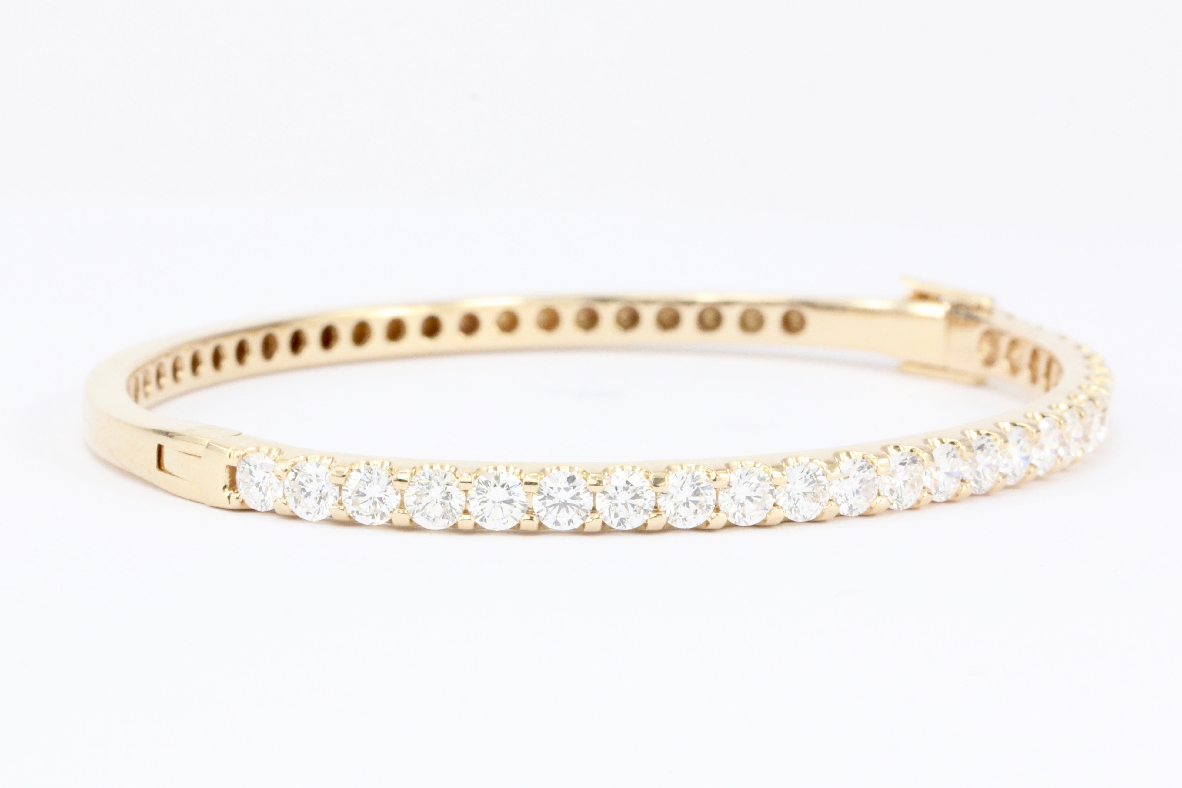 14K Rose Gold 3.12 CT Diamond Bangle Bracelet - Queen May