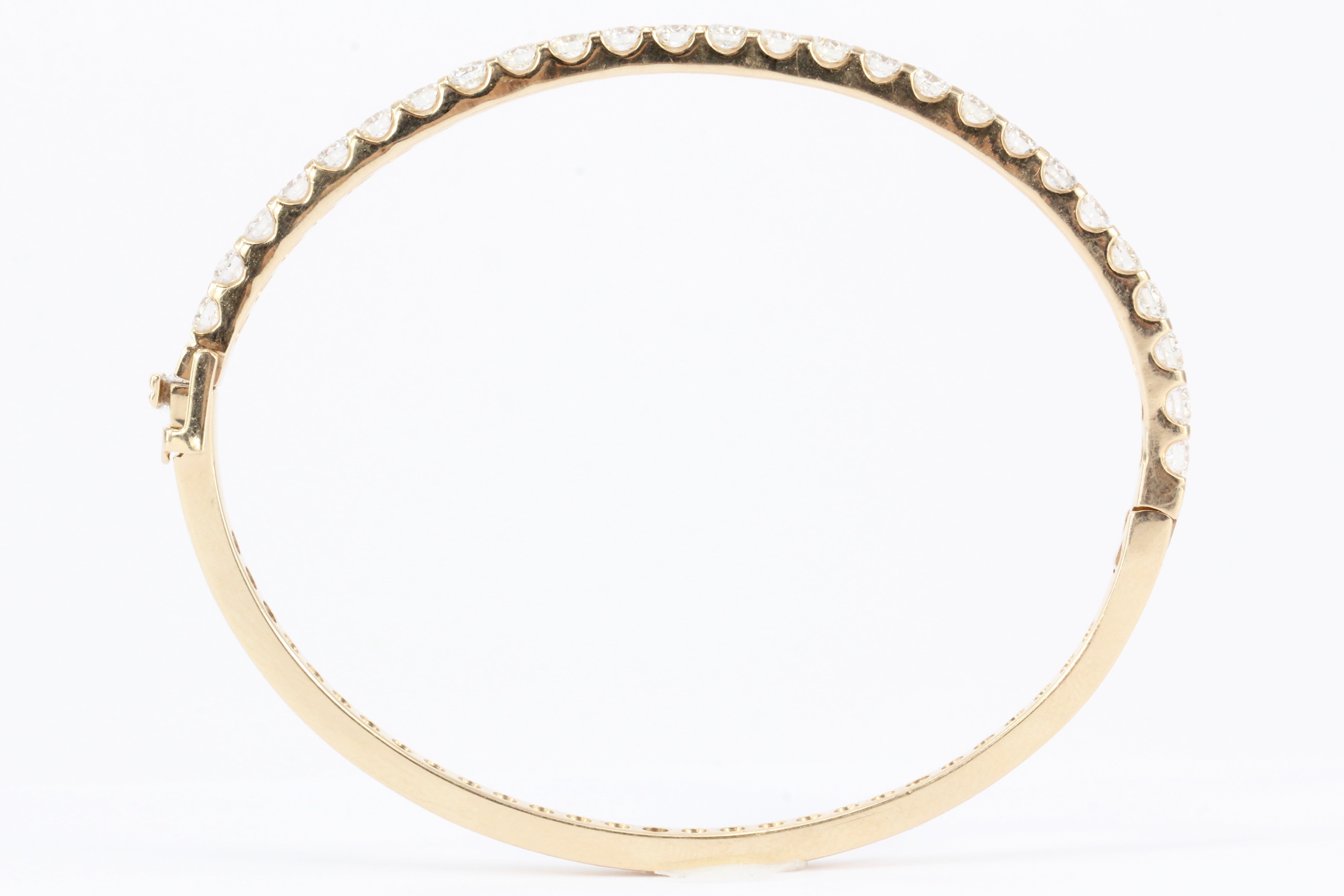 14K Rose Gold 3.12 CT Diamond Bangle Bracelet - Queen May