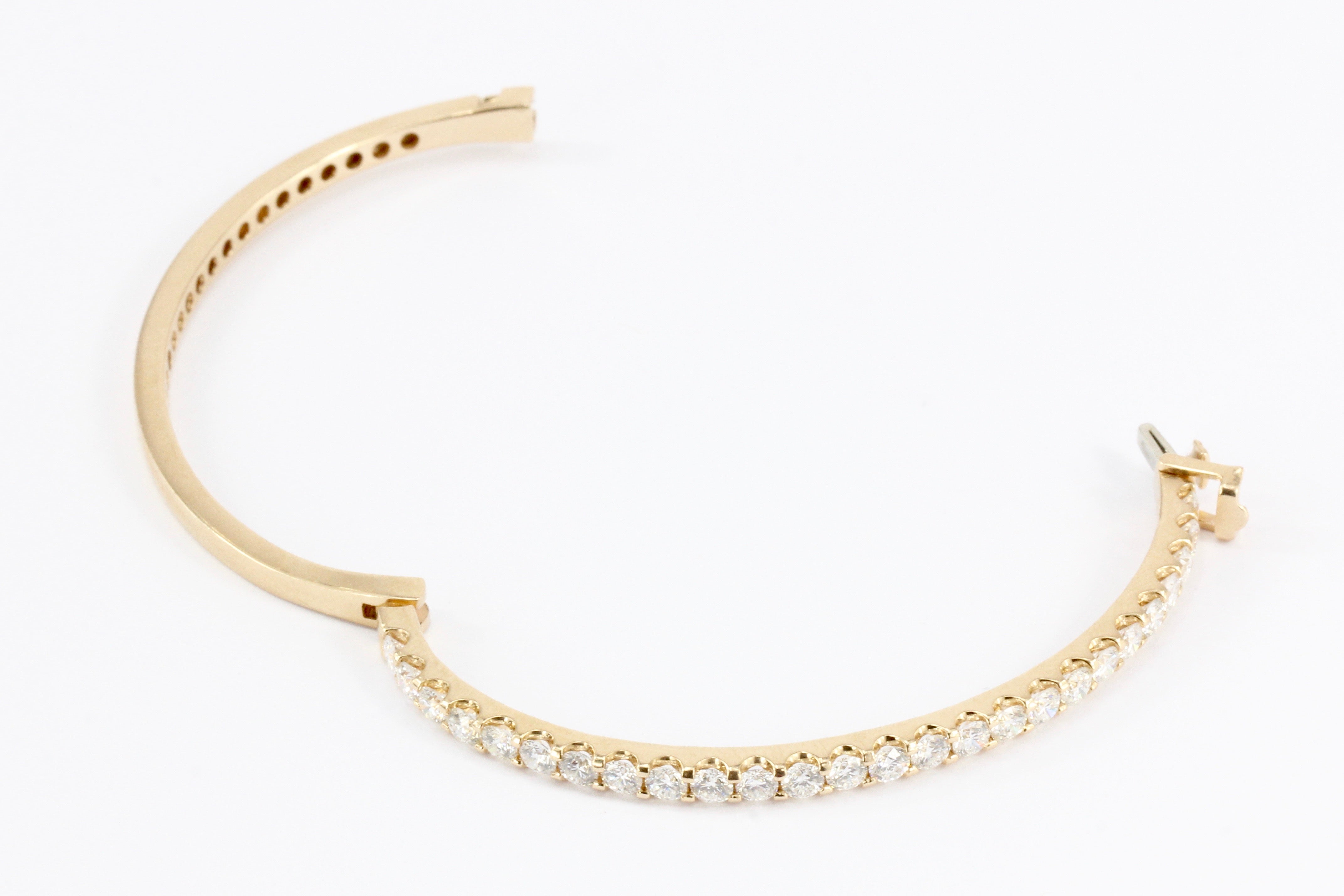 14K Rose Gold 3.12 CT Diamond Bangle Bracelet - Queen May