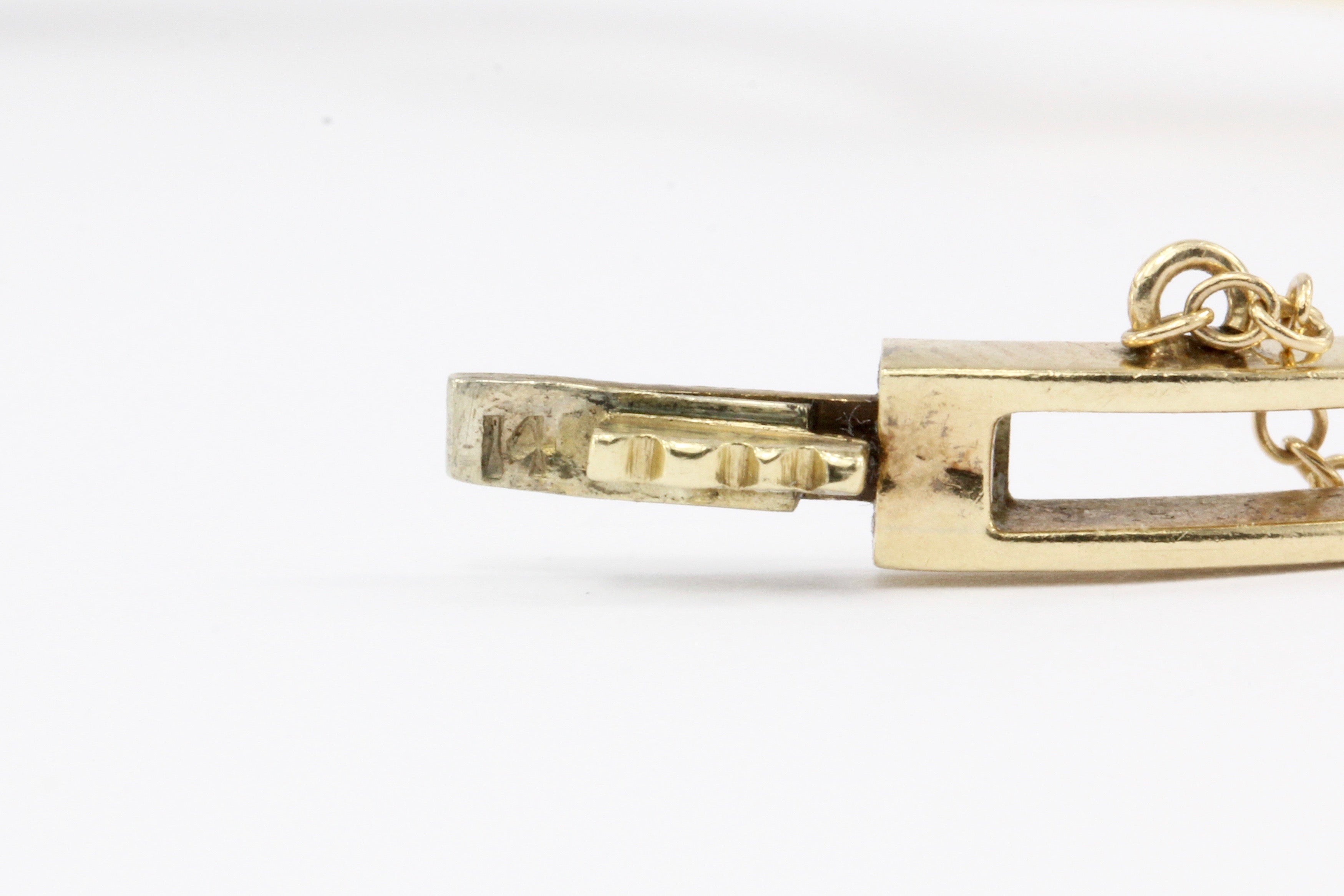 Victorian 14K Yellow Gold Moonstone Heart & Rose Cut Diamond Bangle Bracelet - Queen May