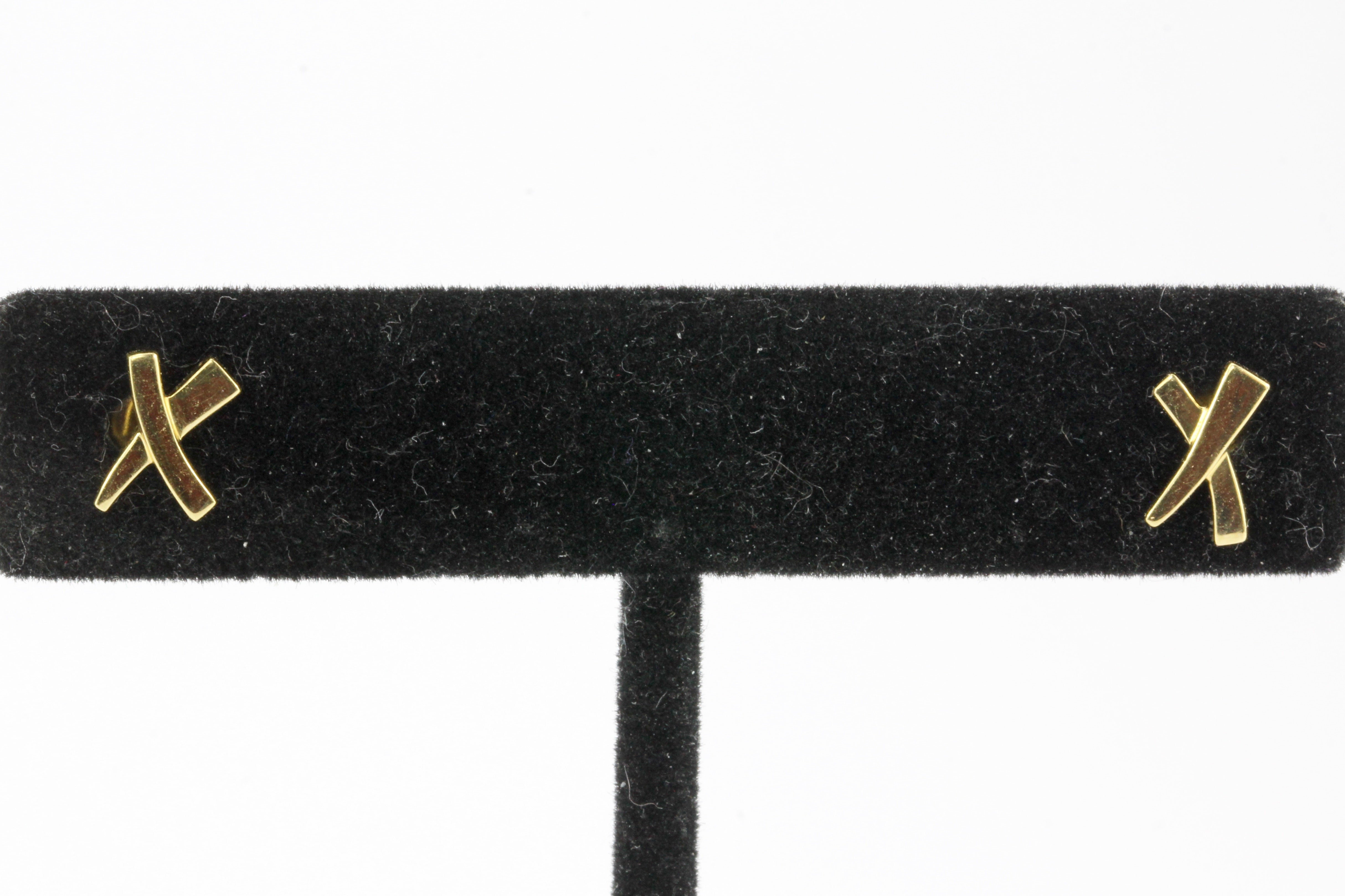 Tiffany & Co Paloma Picasso 18K Yellow Gold Kiss "X" Earrings - Queen May