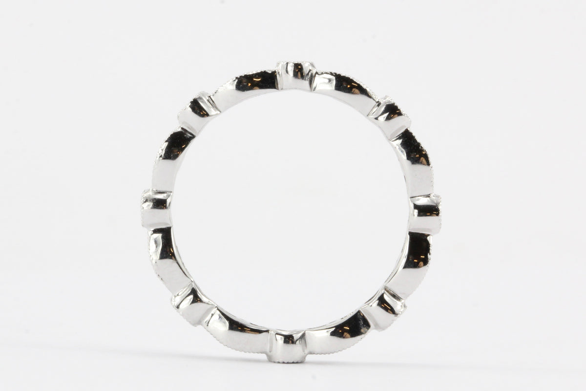 14K White Gold Diamond And Sapphire Band - Queen May