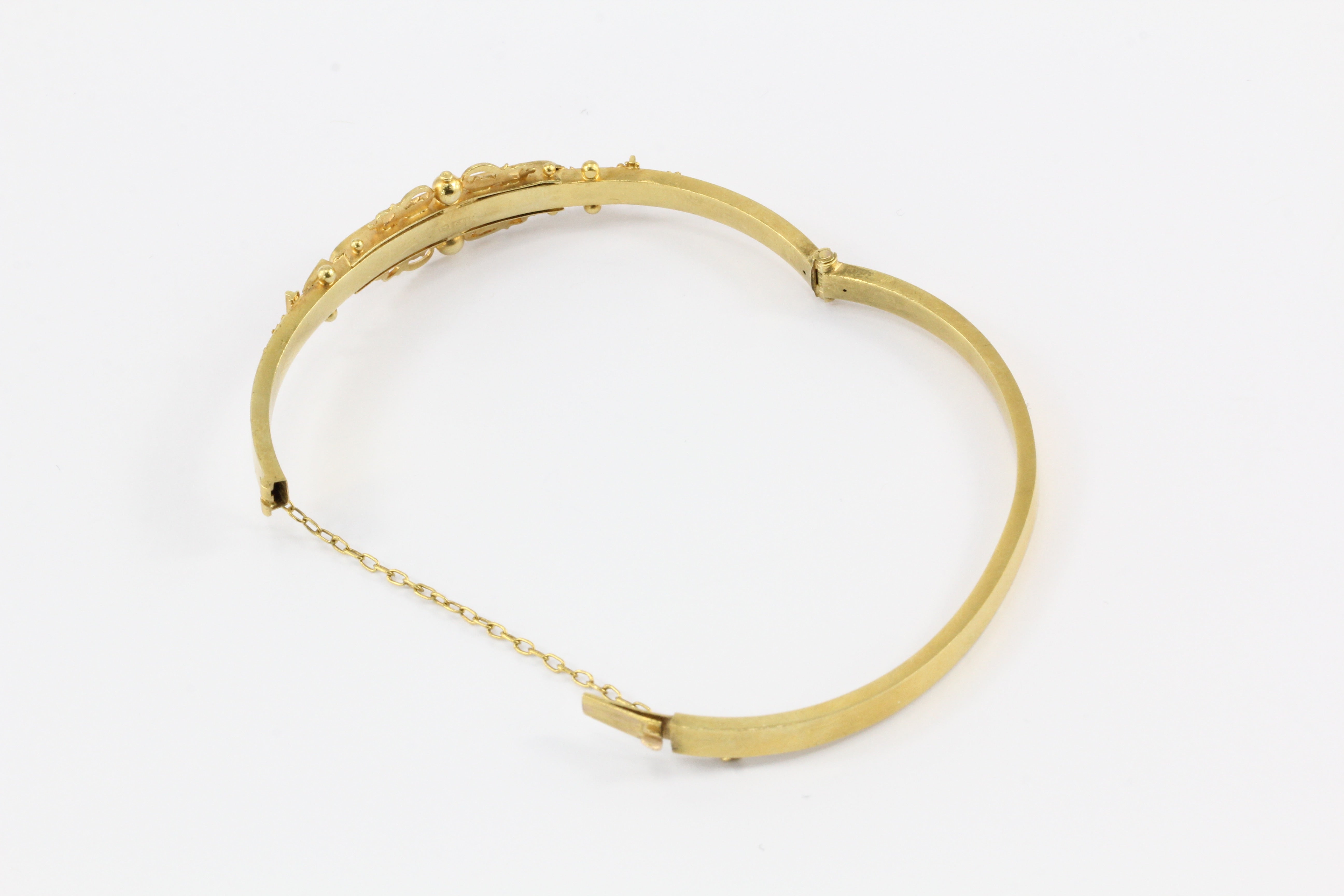 Victorian 15 CT Diamond and Ruby Starburst Bangle Bracelet c.1899 - Queen May