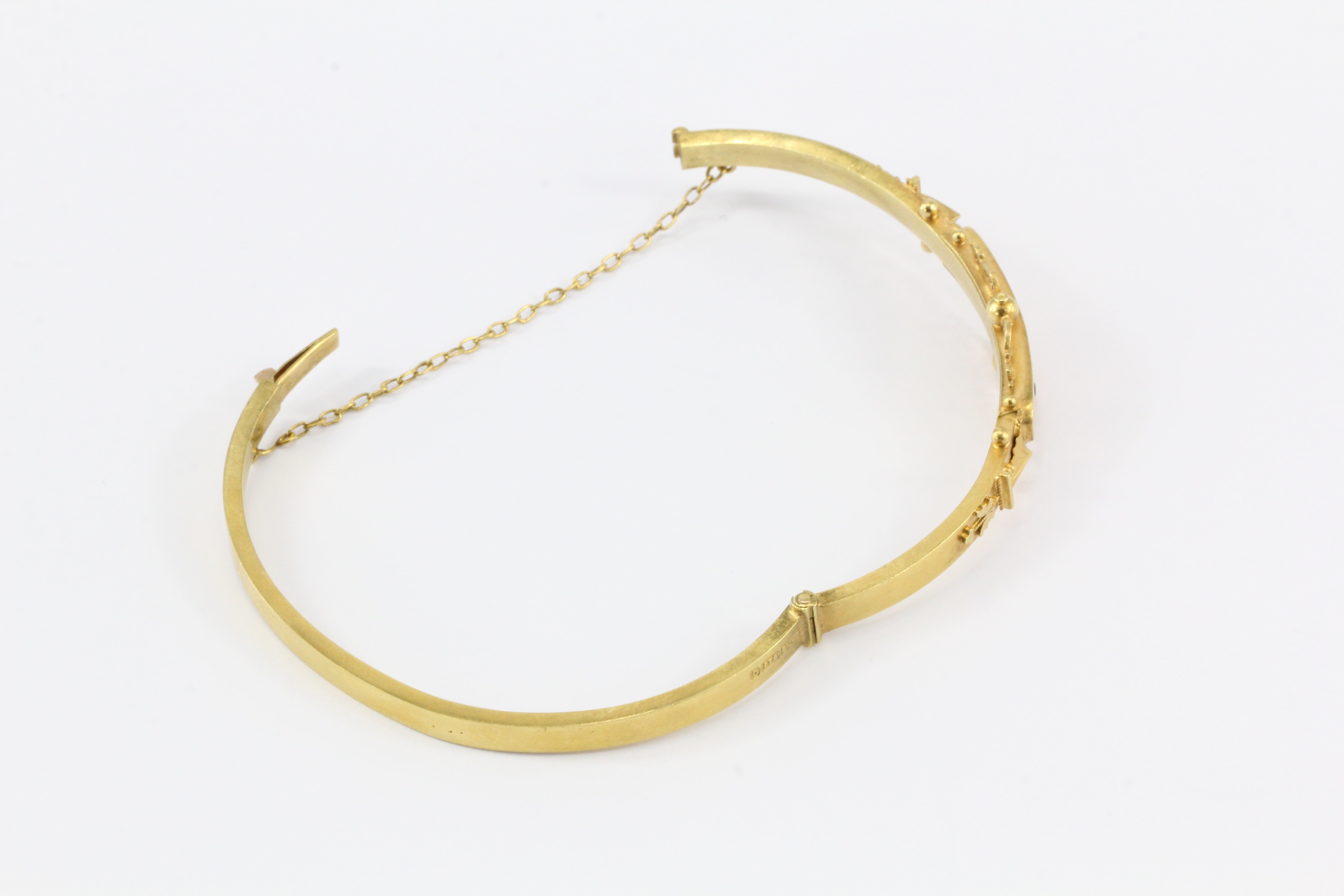 Victorian 15 CT Diamond and Ruby Starburst Bangle Bracelet c.1899 - Queen May