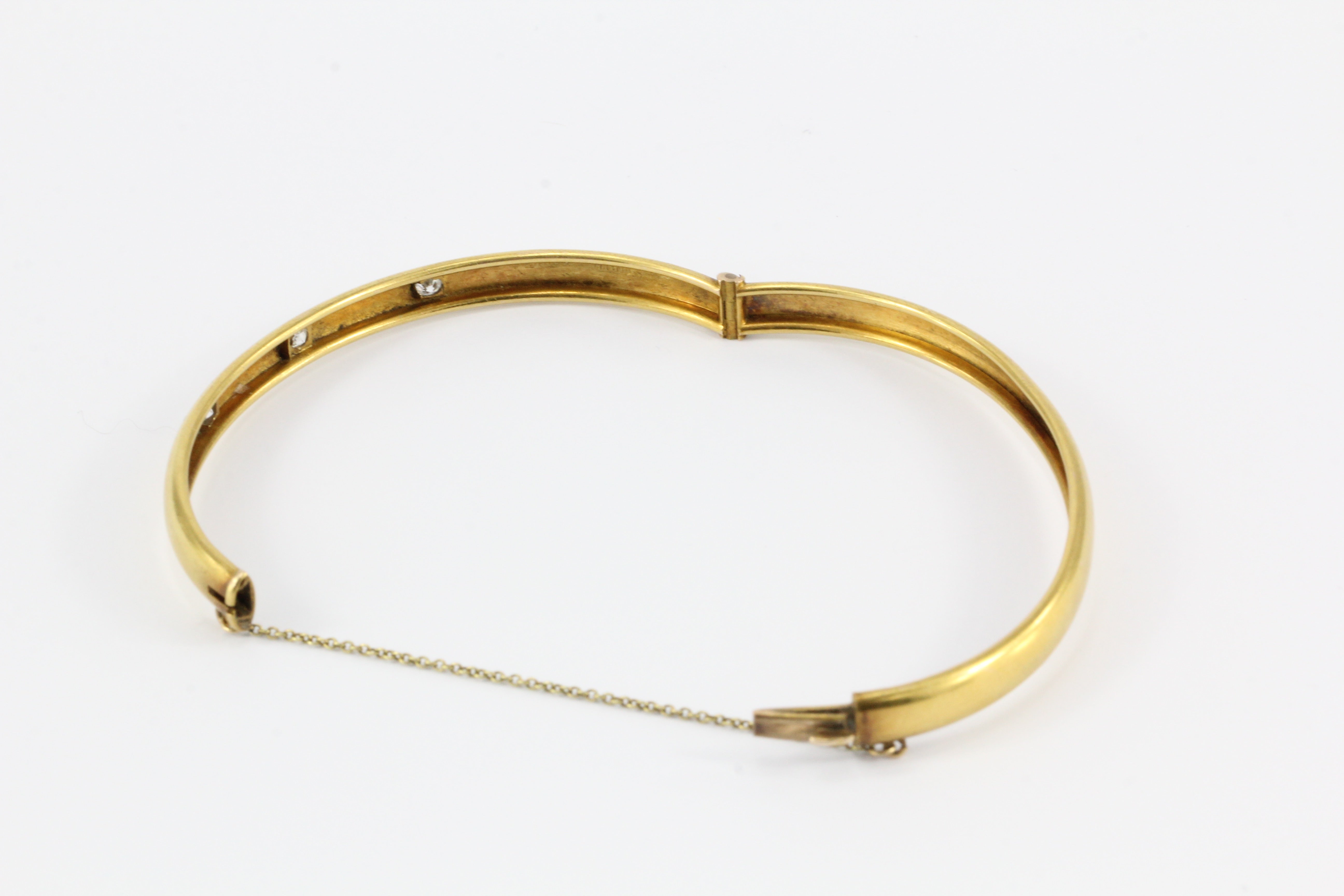 Victorian 15CT Yellow Gold Old European Cut Diamond Bangle c.1890 - Queen May