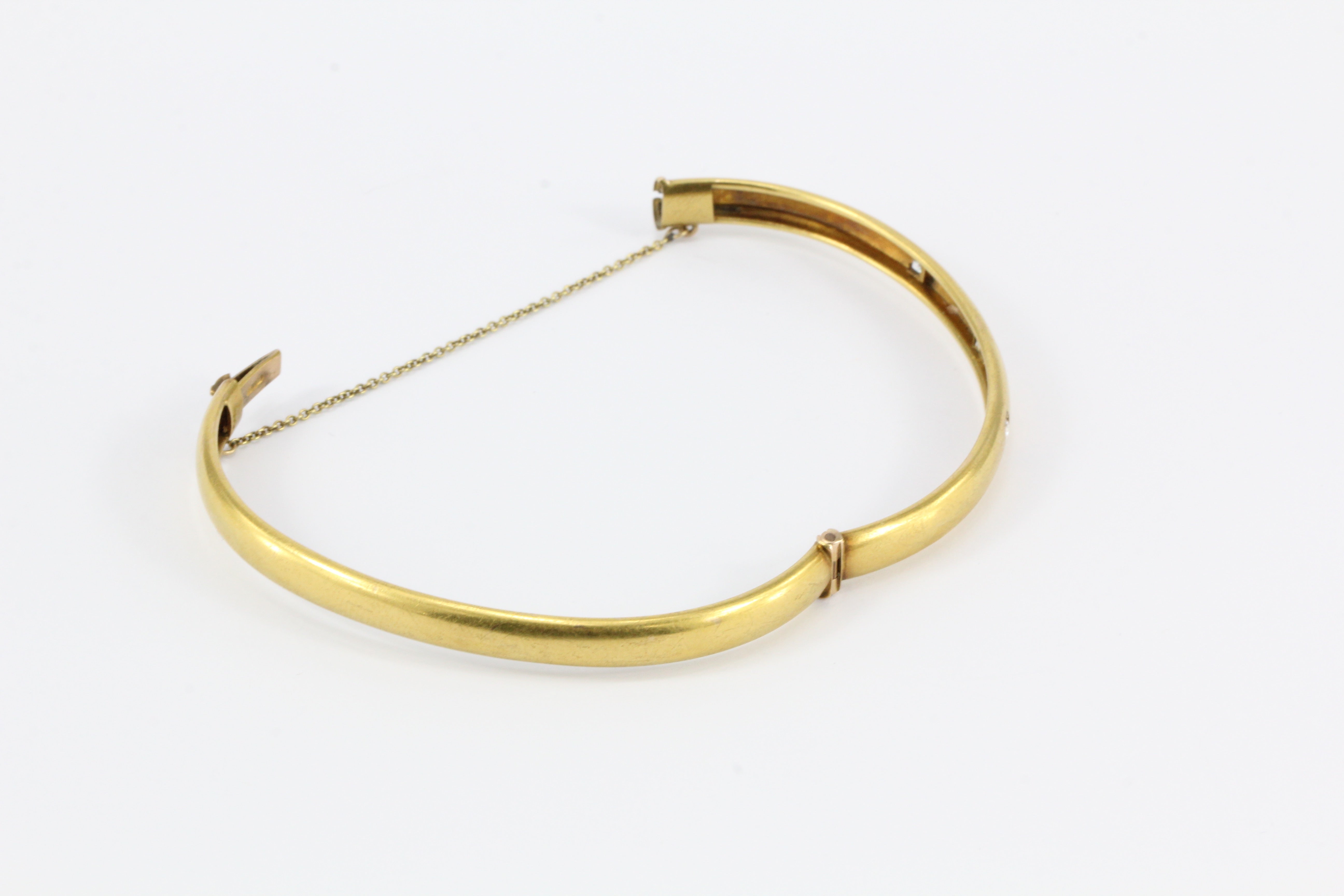 Victorian 15CT Yellow Gold Old European Cut Diamond Bangle c.1890 - Queen May