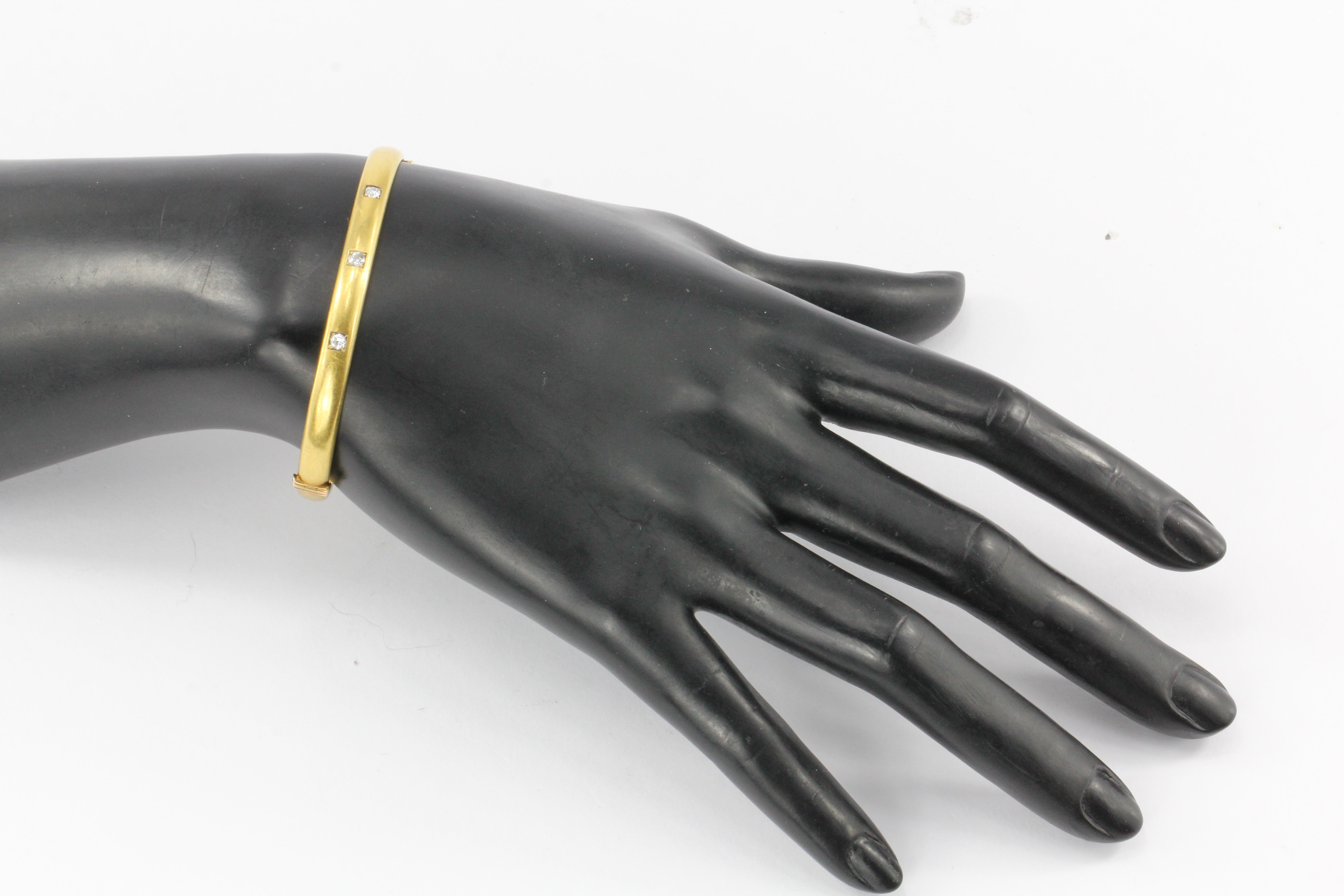 Victorian 15CT Yellow Gold Old European Cut Diamond Bangle c.1890 - Queen May